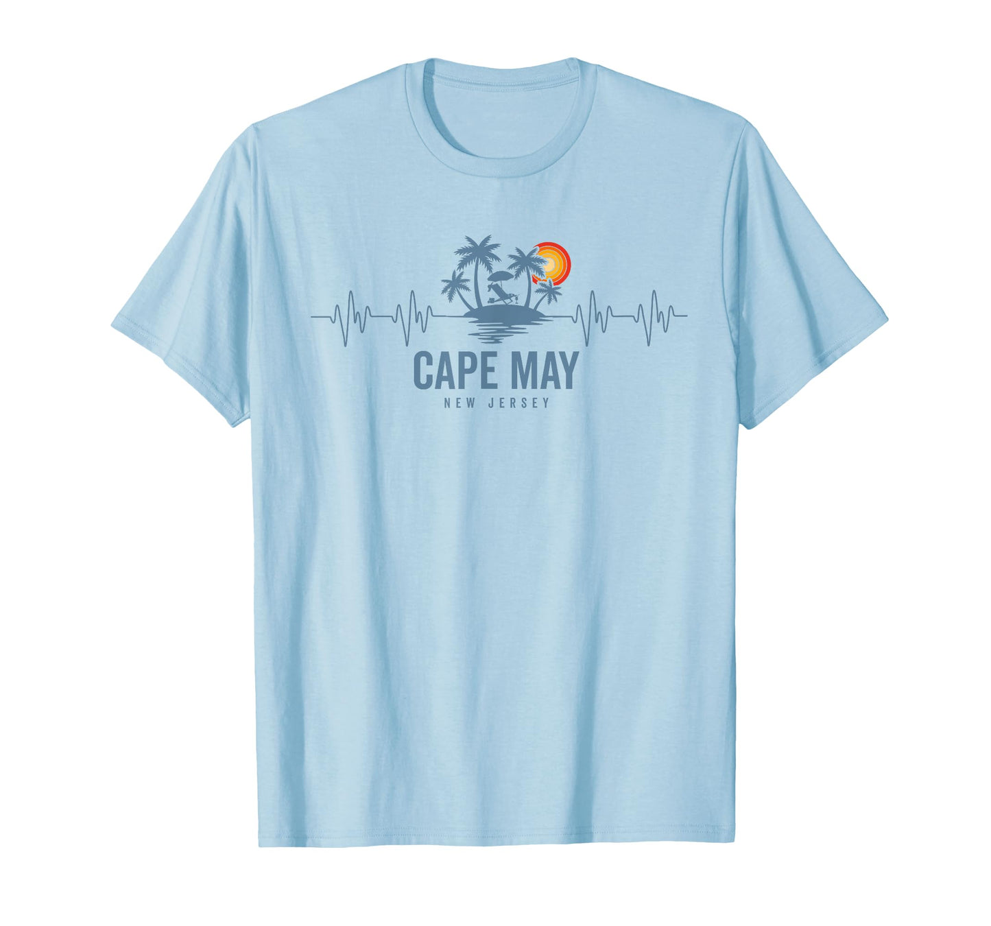 Cape May Beach New Jersey Vintage 80s Sunset Heartbeat T-Shirt