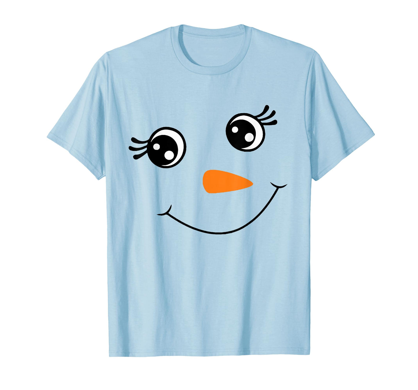 Winter Snowman Face Eyelashes Christmas Xmas For Girl Womens T-Shirt