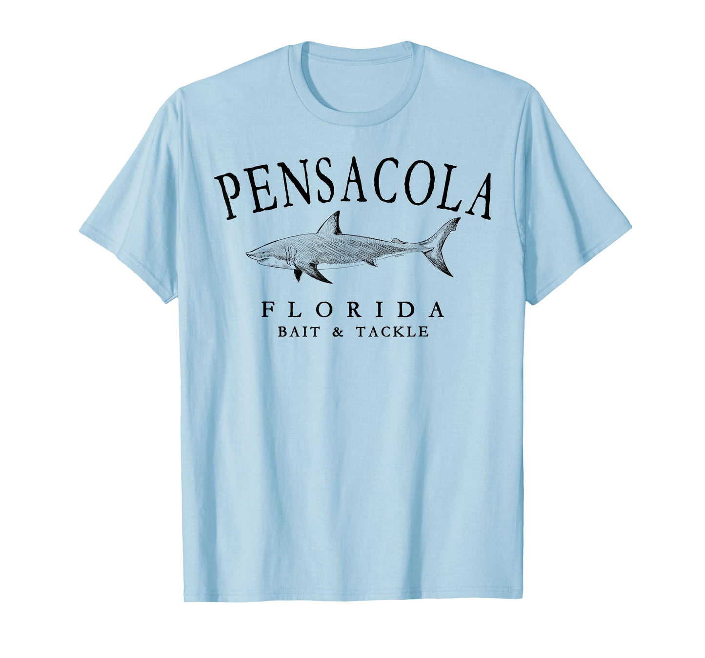 Pensacola Florida Shark Fishing Arched Black Letters T-Shirt