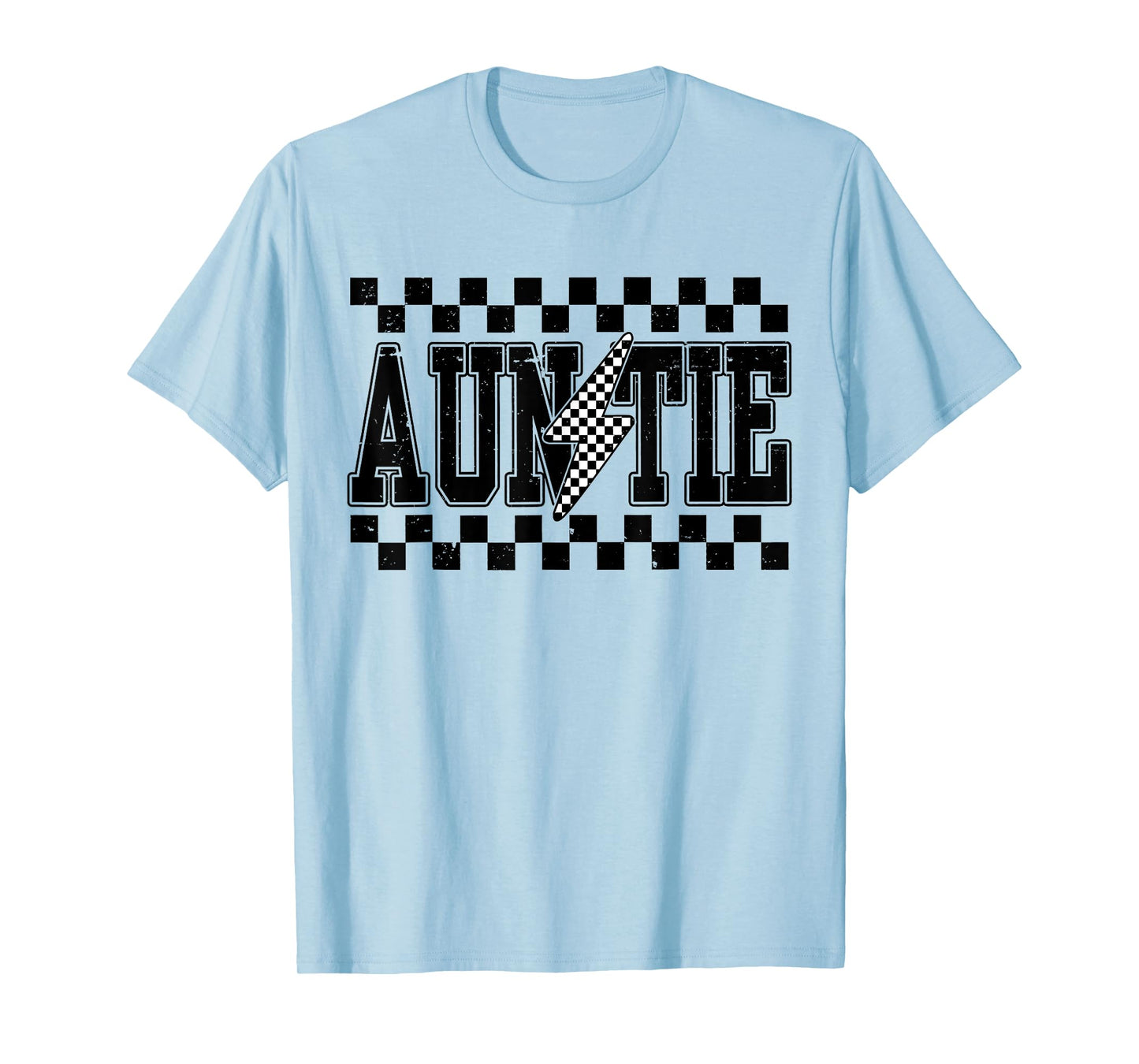 Retro Lightning Auntie Checkered Funny Auntie For Women Men T-Shirt