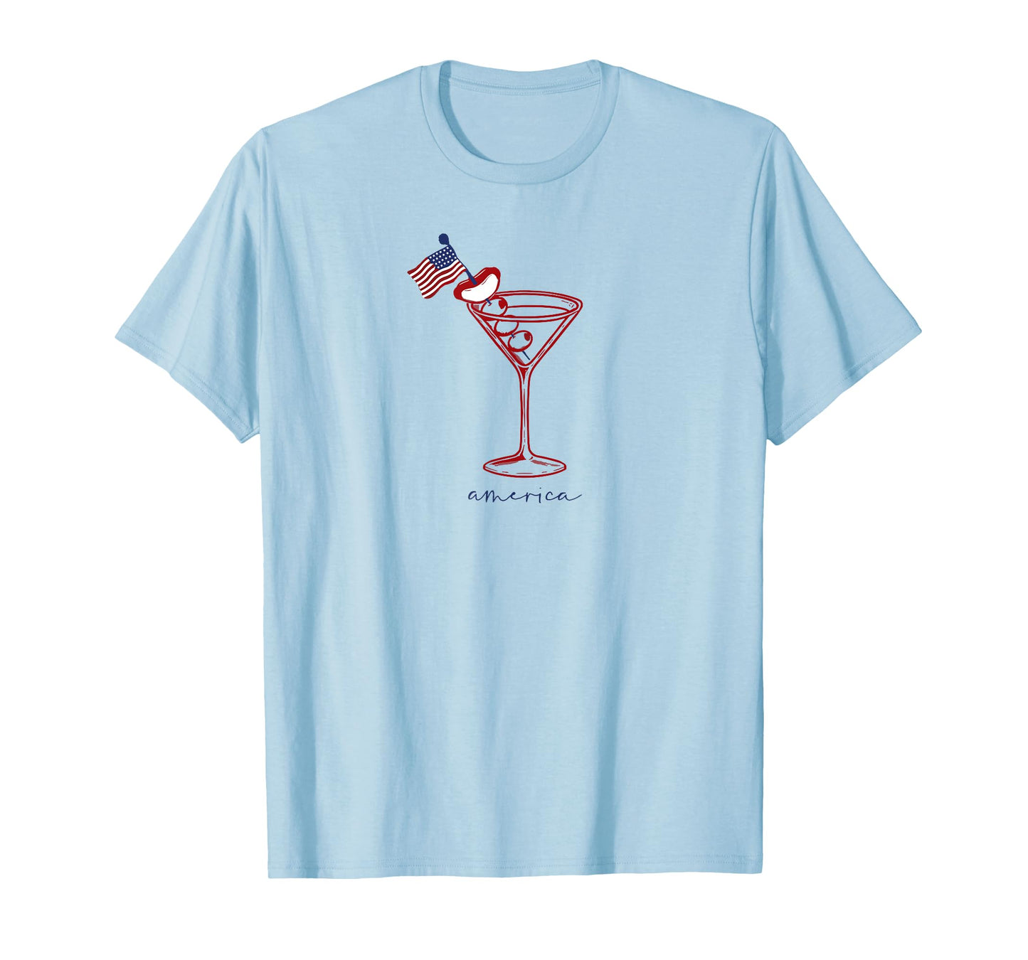 4th Of July Funny Hot Dog & Martini T-Shirt