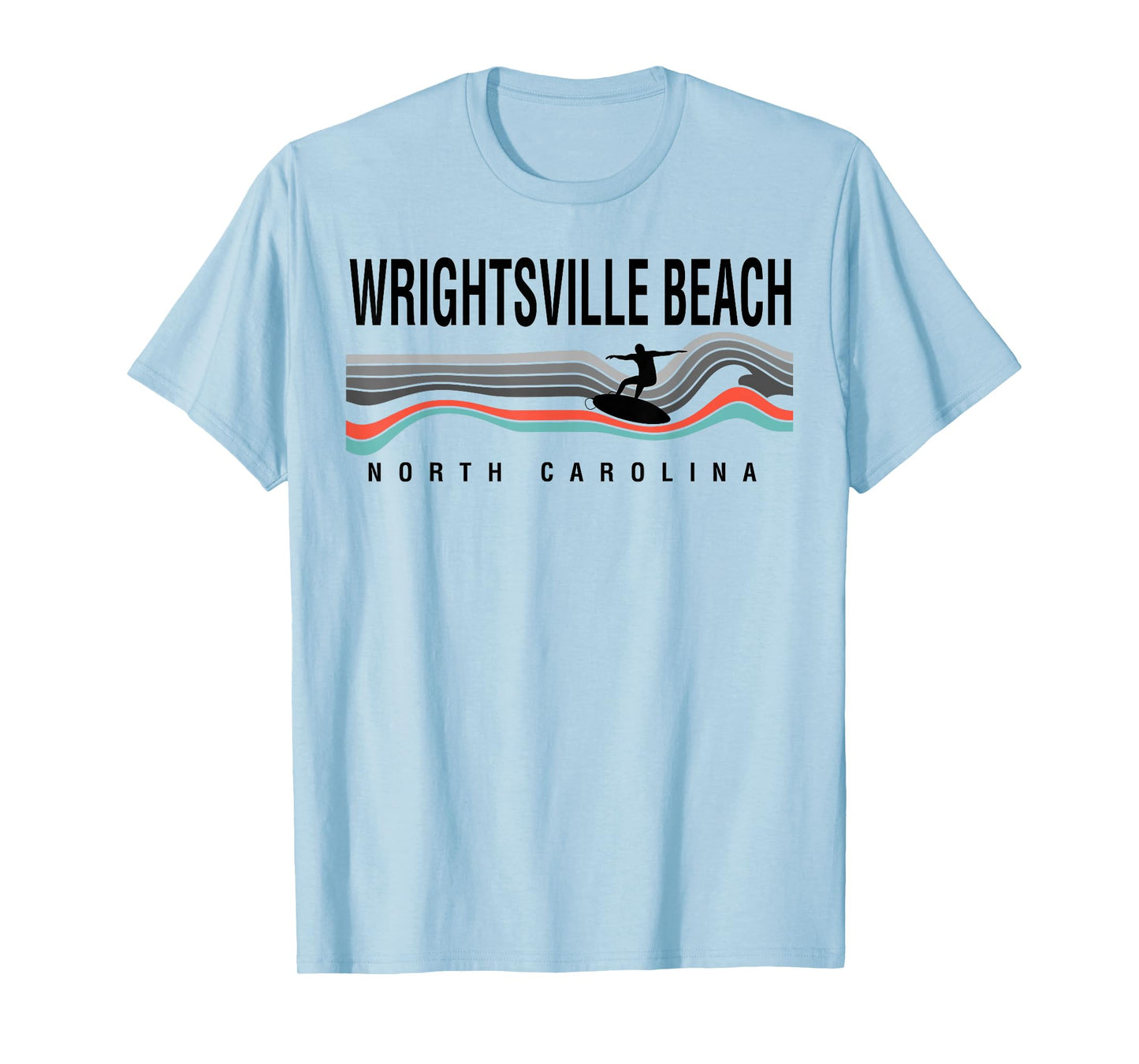Wrightsville Beach North Carolina Surfboard Navy Men Women Girls Kids T-Shirt