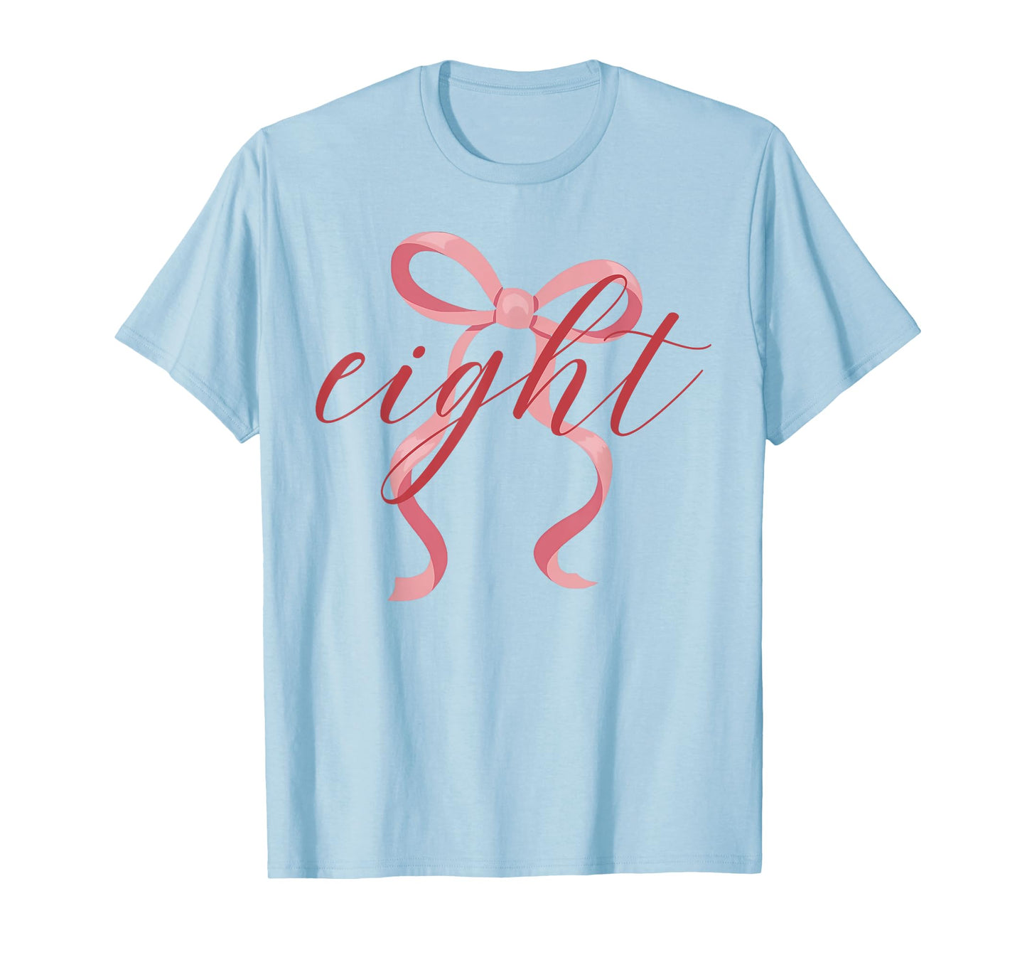 Pink Girl Coquette Bow 8 Year Old 8th Birthday Party T-Shirt