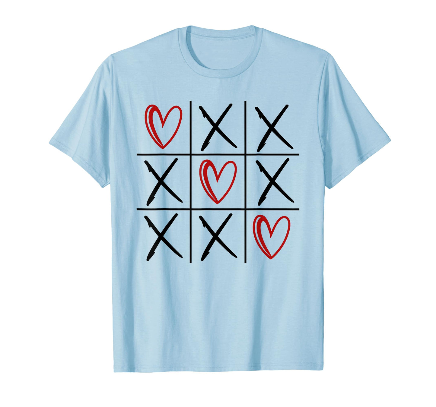 Tic Tac Toe Love Hearts Romantic Valentine T-Shirt