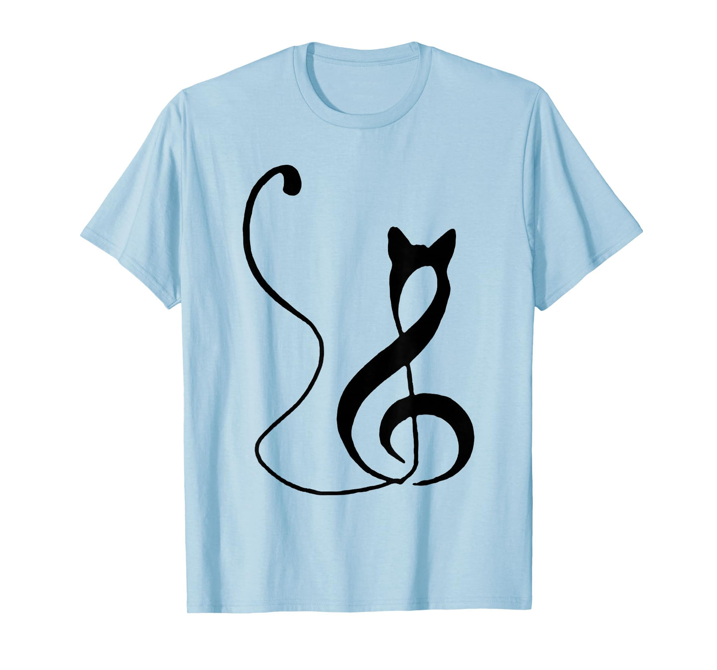 Music Note Inspired Cat Minimalist Music Lover Design T-Shirt