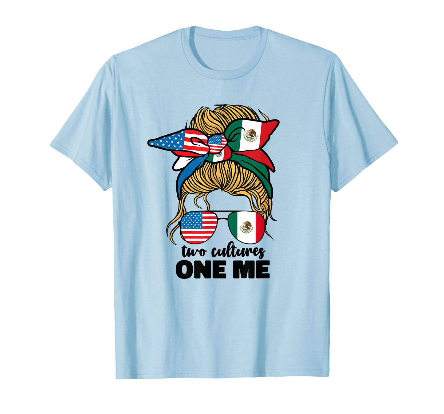 Half Mexican And American Mexico America Usa Flag Girl Woman T-Shirt
