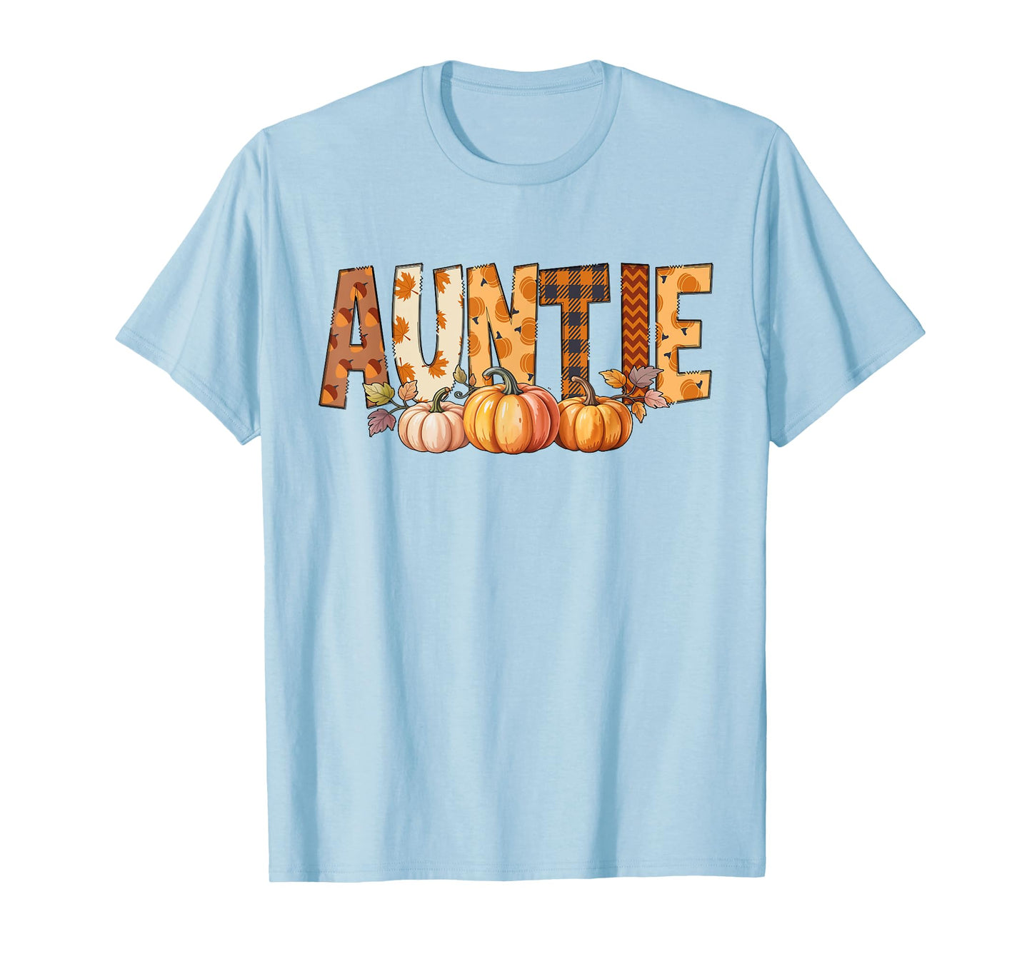 Auntie Pumpkin Fall Autumn Leaves Thanksgiving Men Women T-Shirt