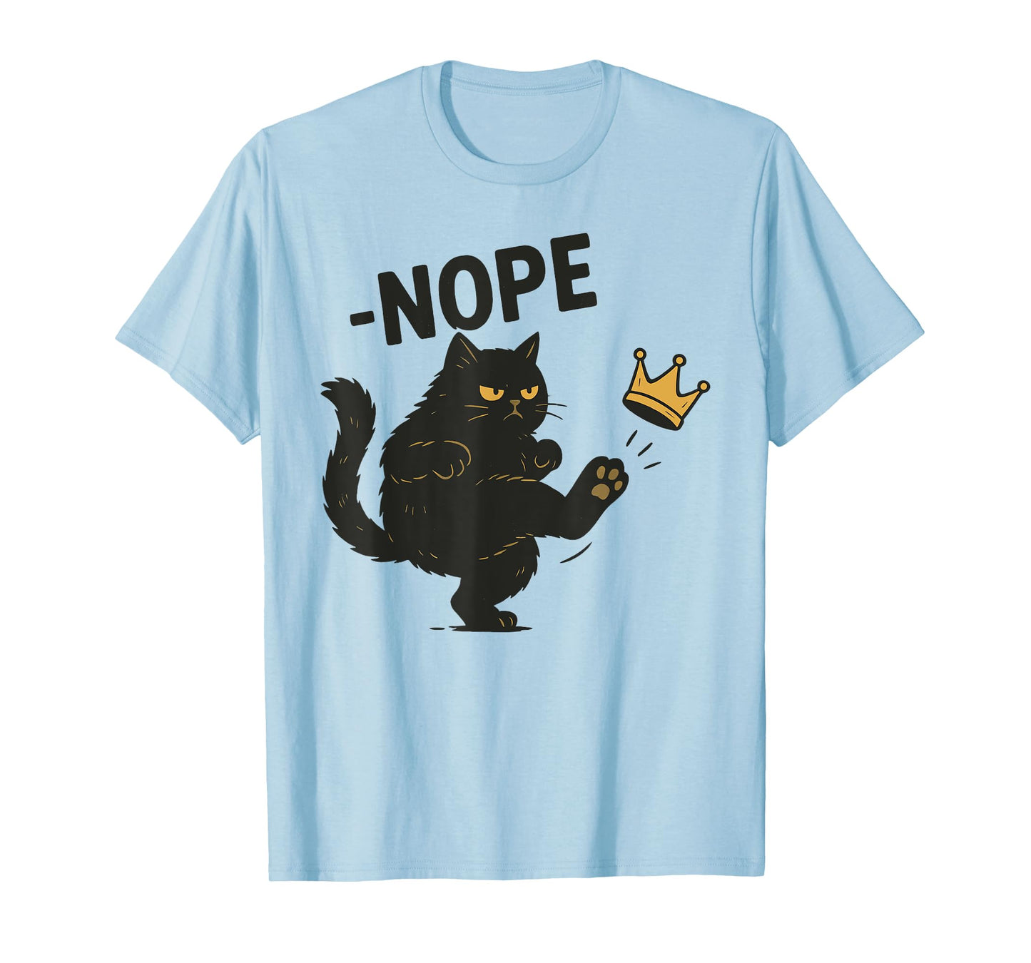 No Kings In America Black Cat Funny Cat Kicking Crown T-Shirt for Men Women