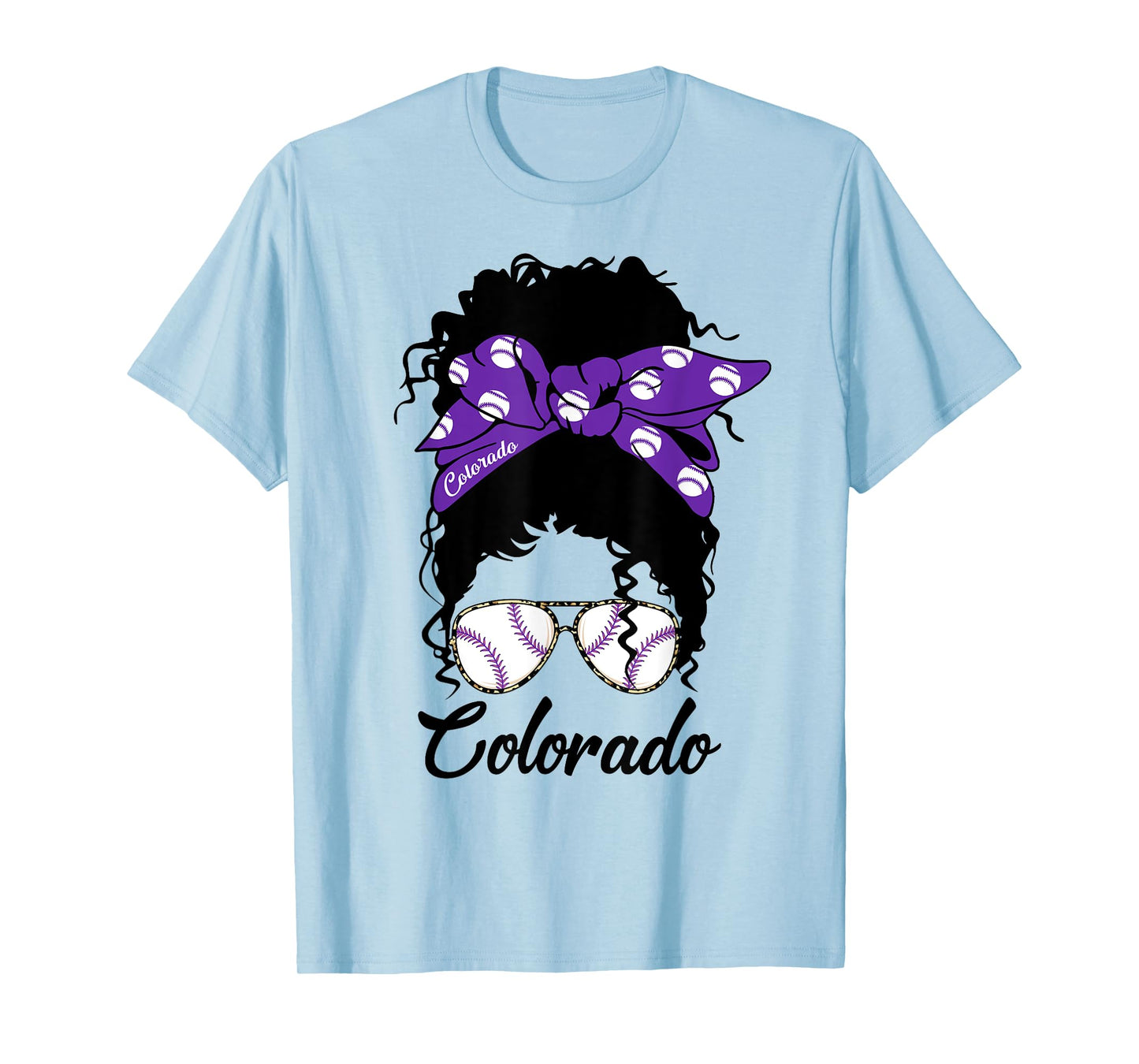 Messy Bun Stylish Baseball Tee for Colorado Women & Girls T-Shirt