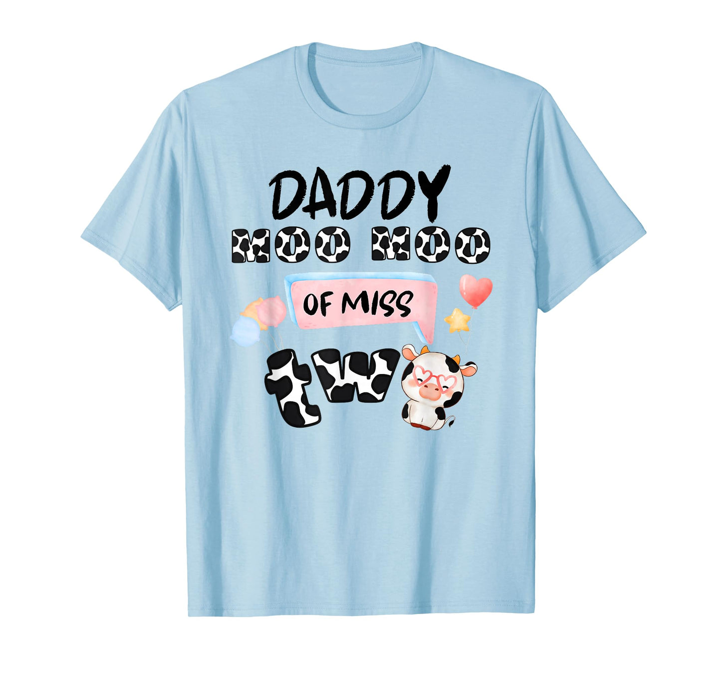 Girl Second Birthday Party Pink Cow Daddy Moo I'm Two Animal T-Shirt