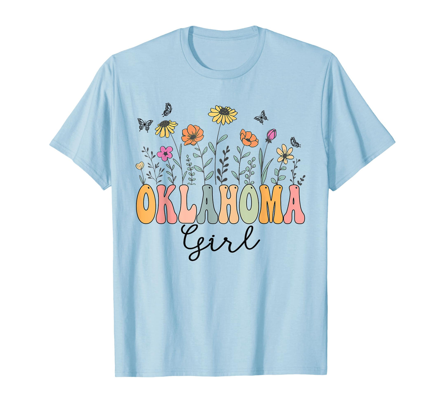 Oklahoma Girl Wildflower Groovy Oklahoma Lover T-Shirt