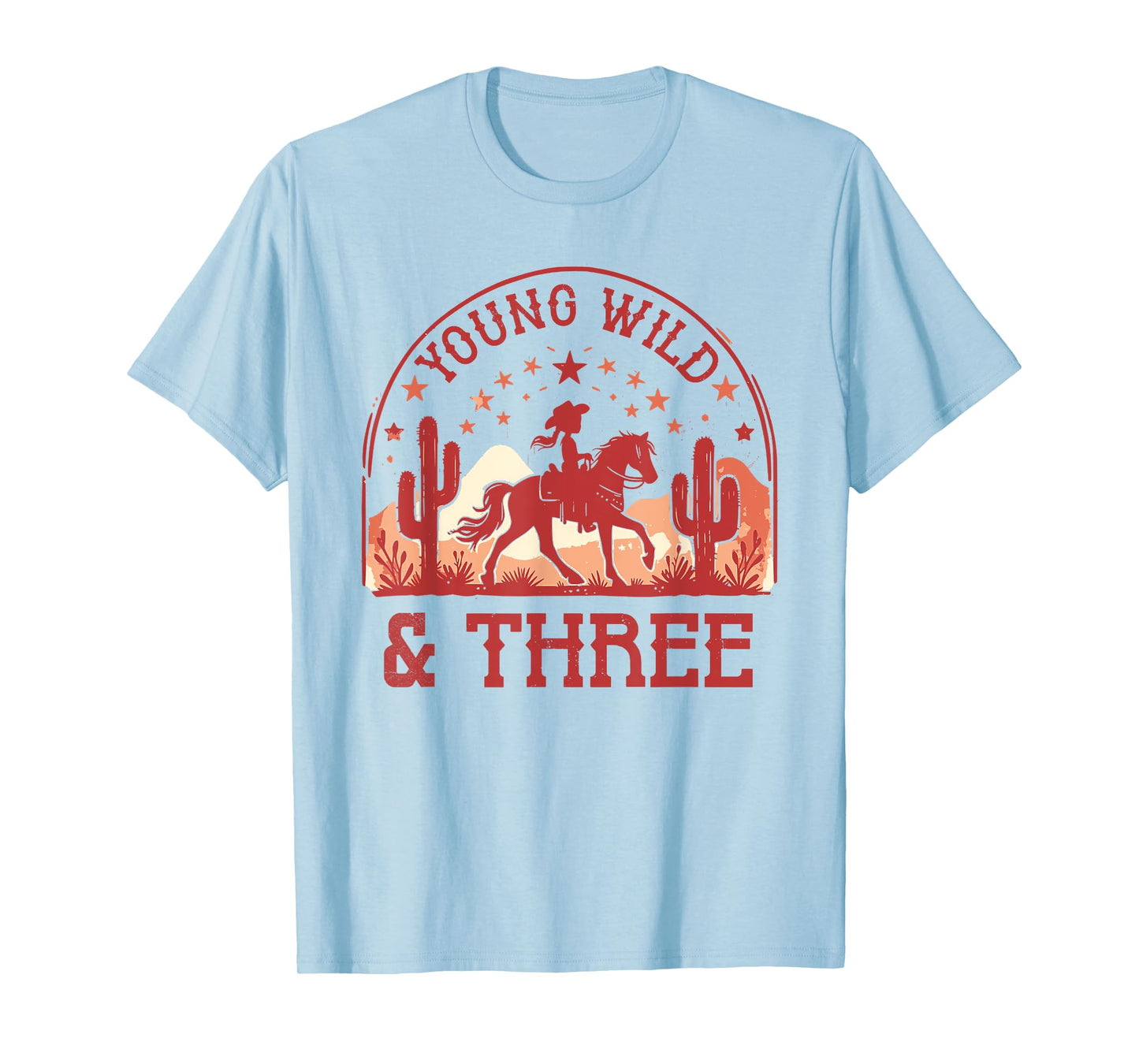 Young Wild & Three 3rd Bday Girl 3 Year Old Western Cowgirl T-Shirt