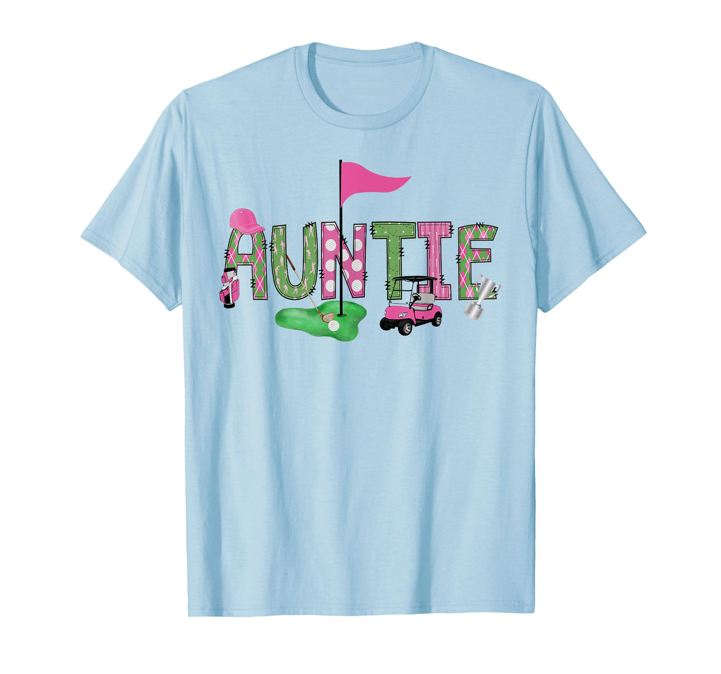 Golf Auntie Pink Hole in One Golf 1St Birthday Girl T-Shirt