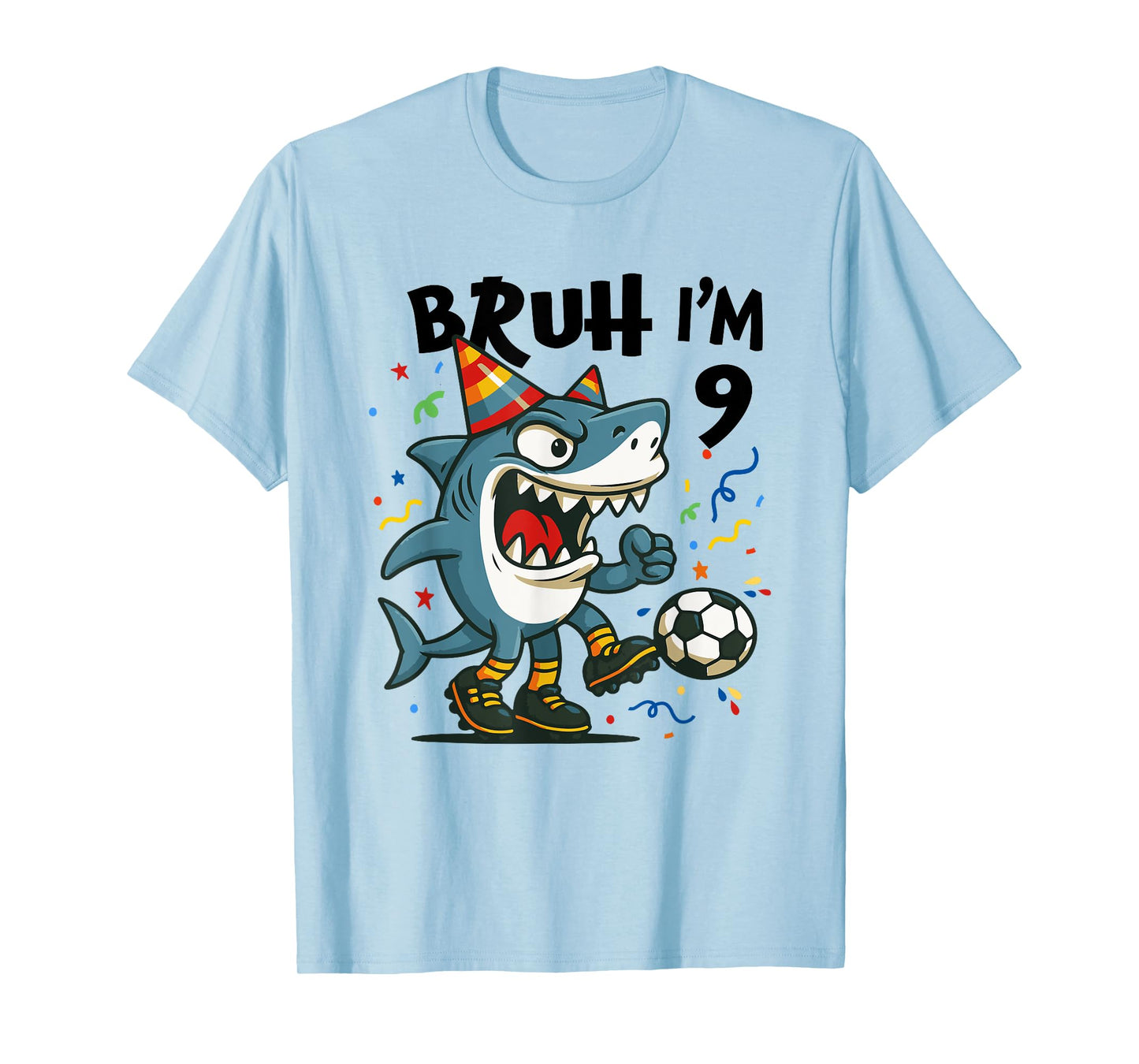 Tralalero Tralala Italian Brainrot Boy Soccer 9th Birthday T-Shirt