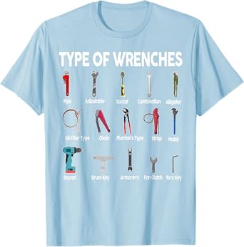 Toddler Mechanic-Shirt Types of Wrenches Technician Kids Boy T-Shirt