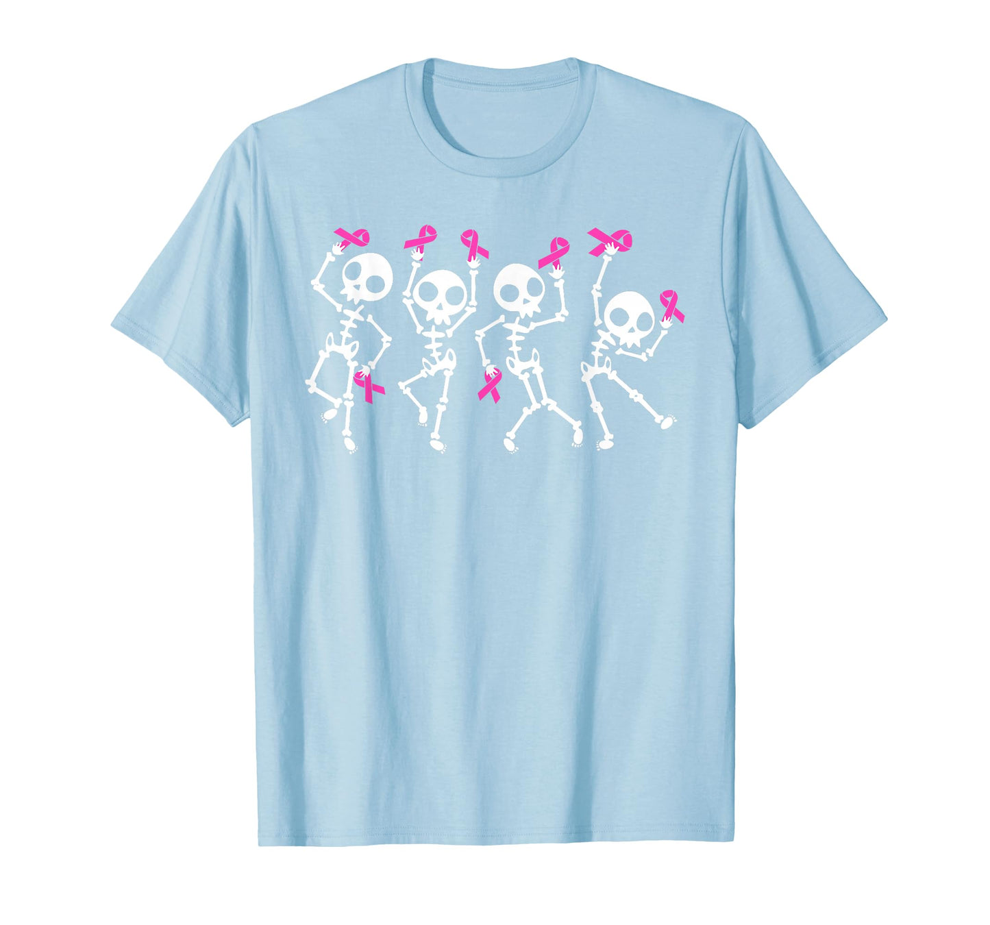 Pink Ribbon Breast Cancer Awareness Skeleton Boys Men Kids T-Shirt