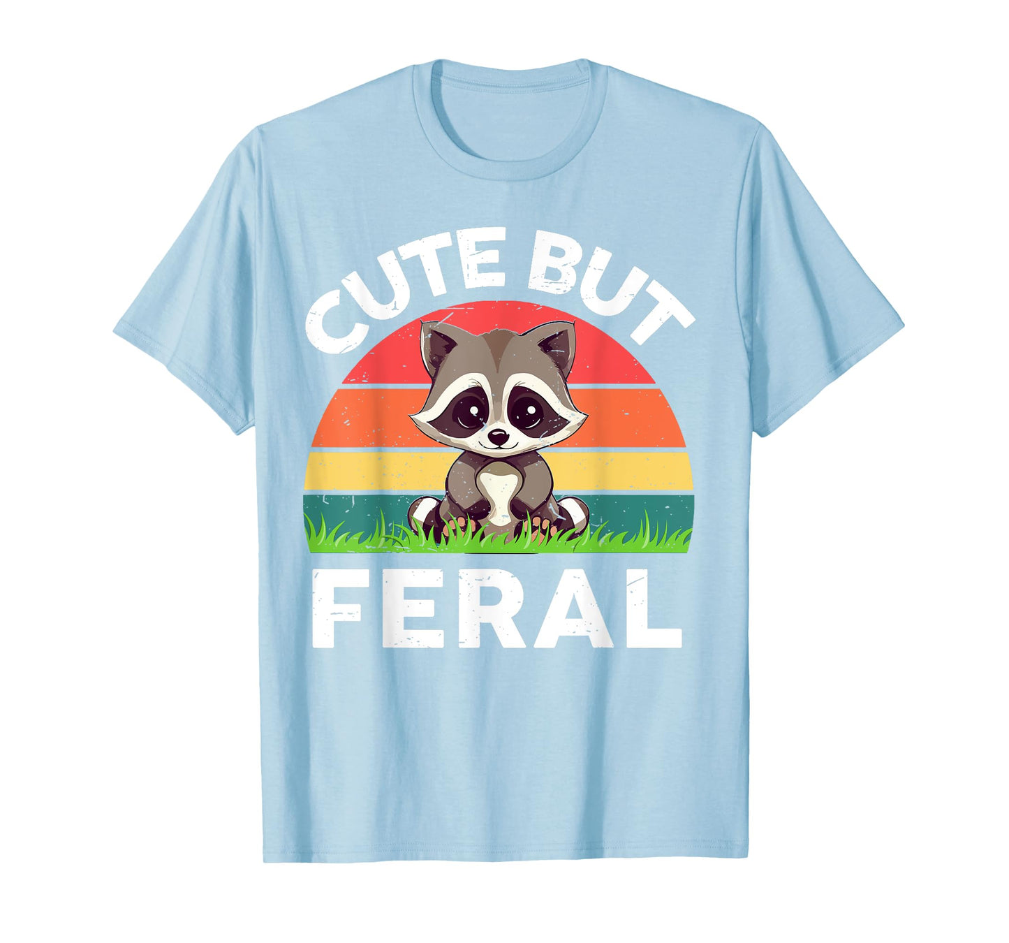 Vintage Cute But Feral Toddler Boy Girl Funny Raccoon Retro T-Shirt