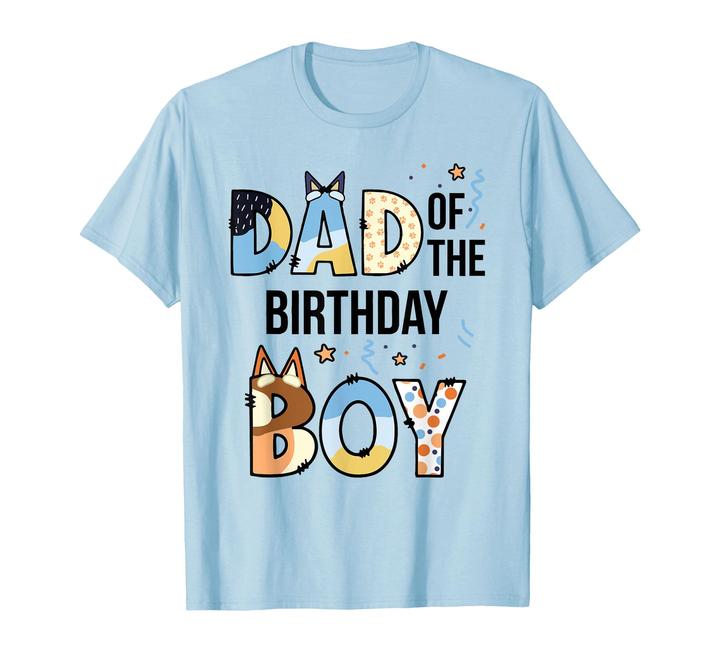 Dad Of The Birthday Boy Party Blue Dog Lover Matching T-Shirt