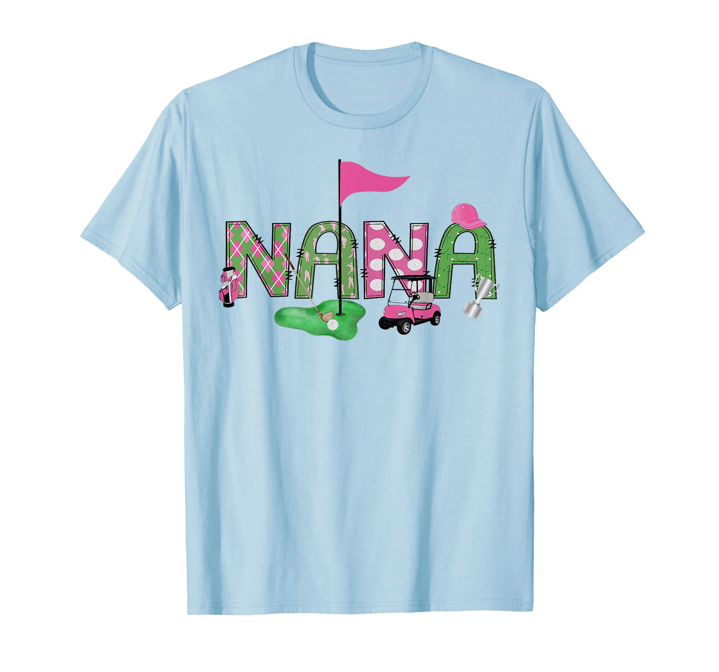 Golf Nana Pink Hole in One Golf 1St Birthday Girl T-Shirt