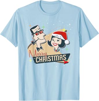Retro Couple a Vintage Holiday and Mid-Century Christmas T-Shirt
