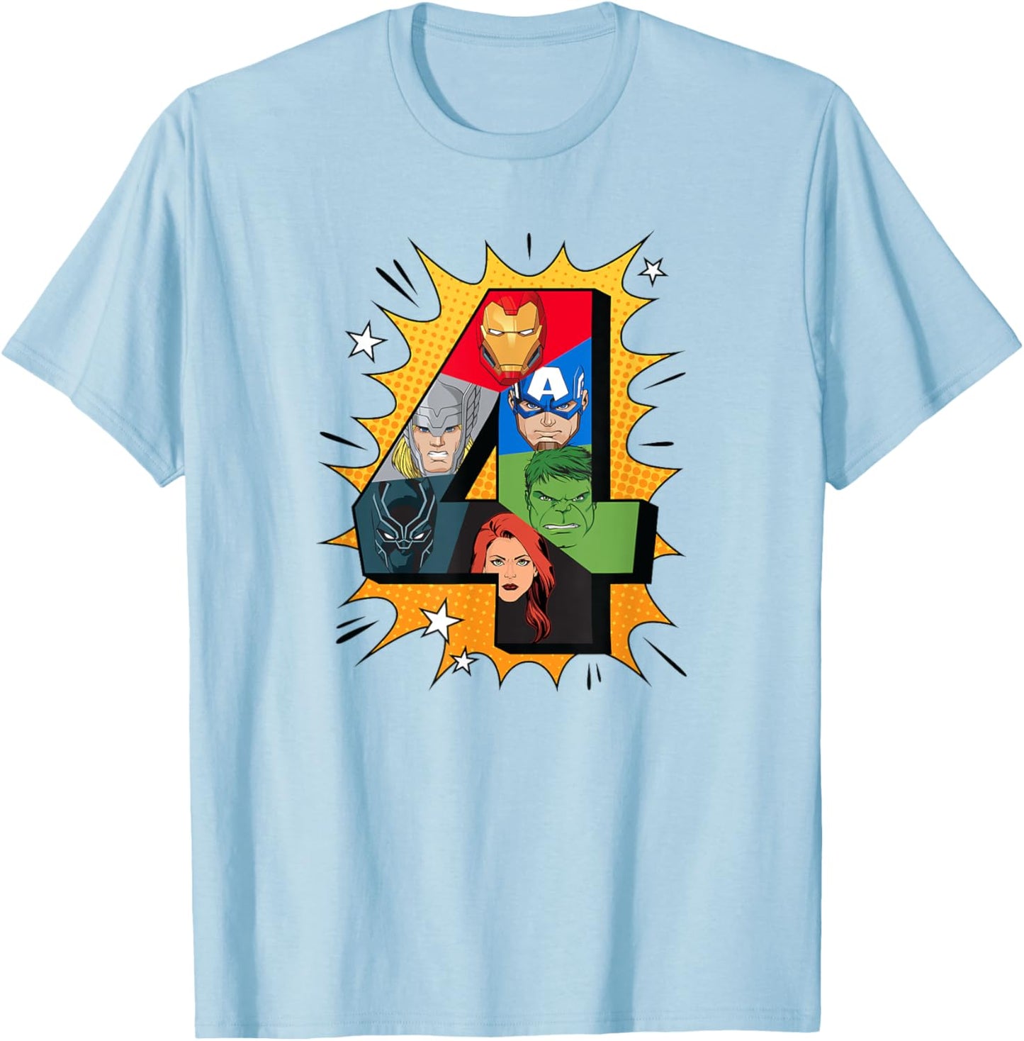 Marvel Avengers Comic Super Heroes 4th Birthday T-Shirt