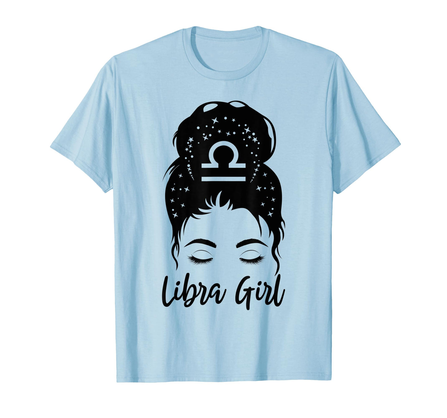Libra Girl Messy Bun Zodiac Symbol Woman Birthday Costume T-Shirt