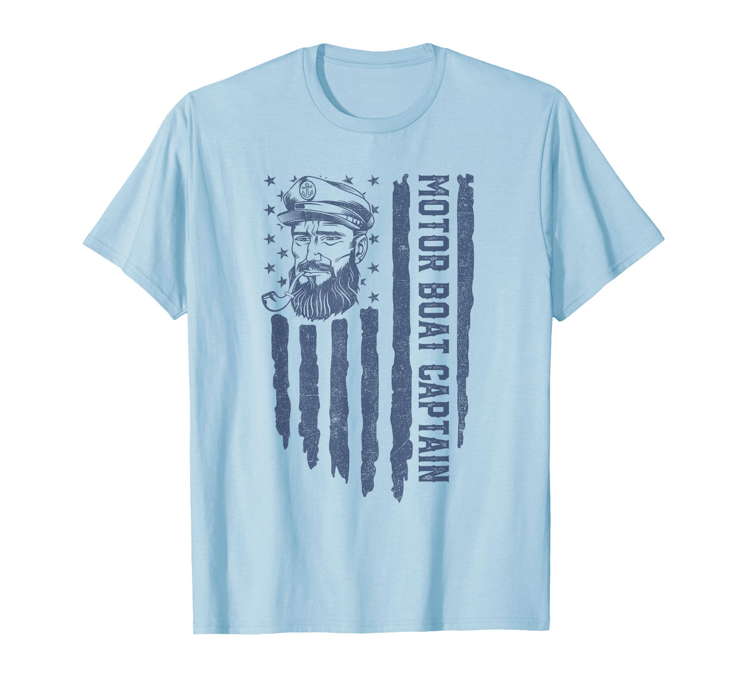 Motor Boat Captain American Flag Pontoon Boating 4th of July T-Shirt