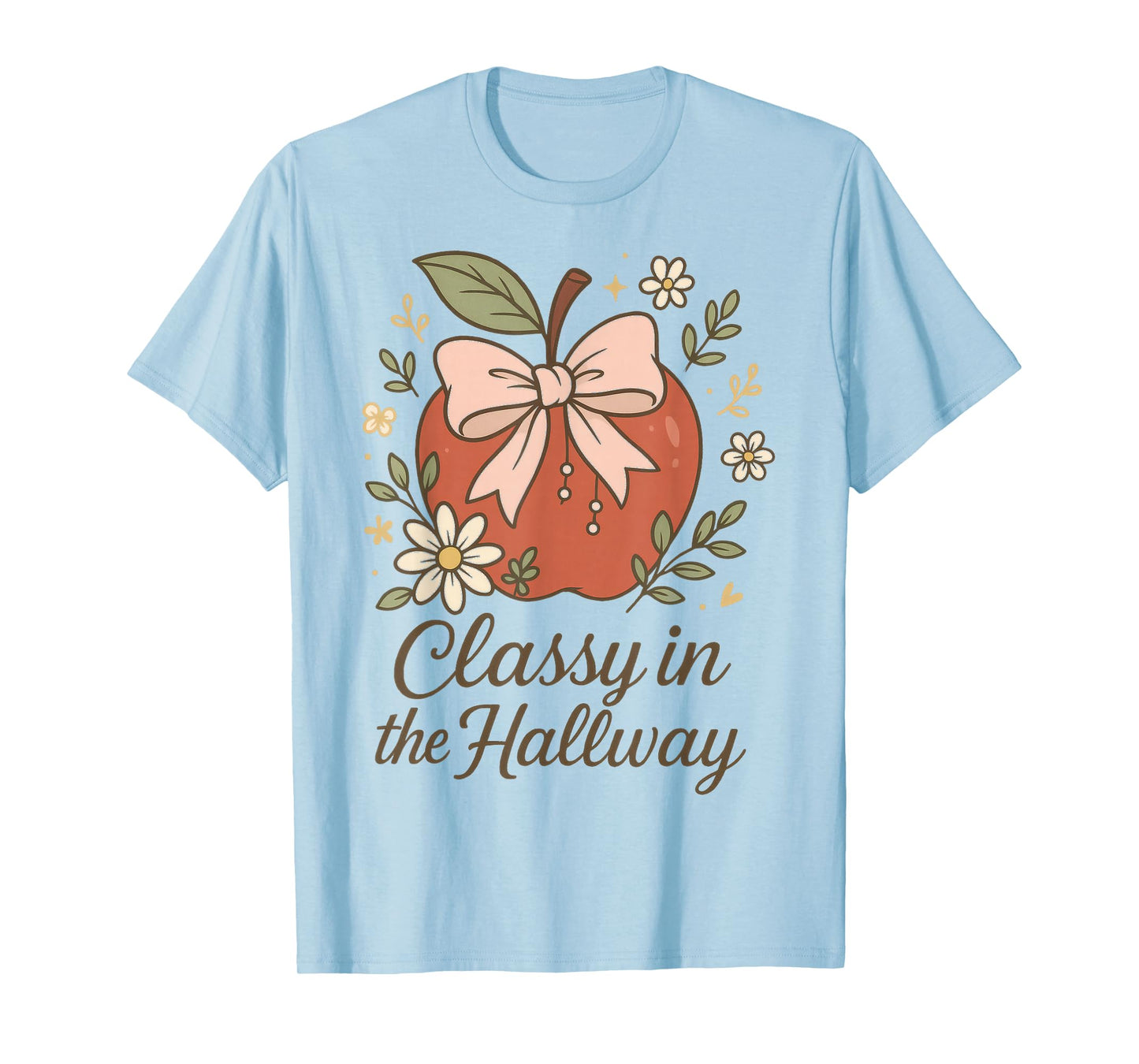 Coquette Teacher Apple Bow Design | Classy in The Hallway T-Shirt