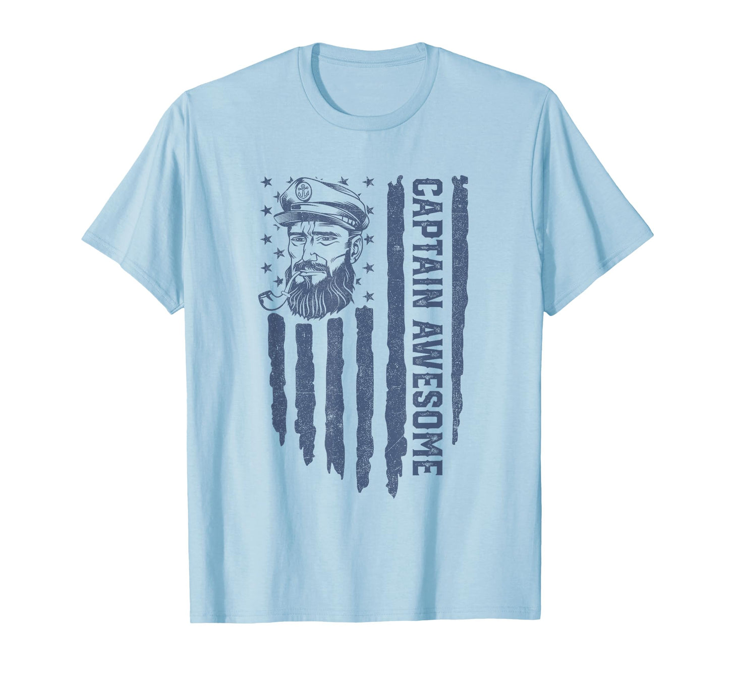 Captain Awesome American Flag Pontoon Boating 4th of July T-Shirt
