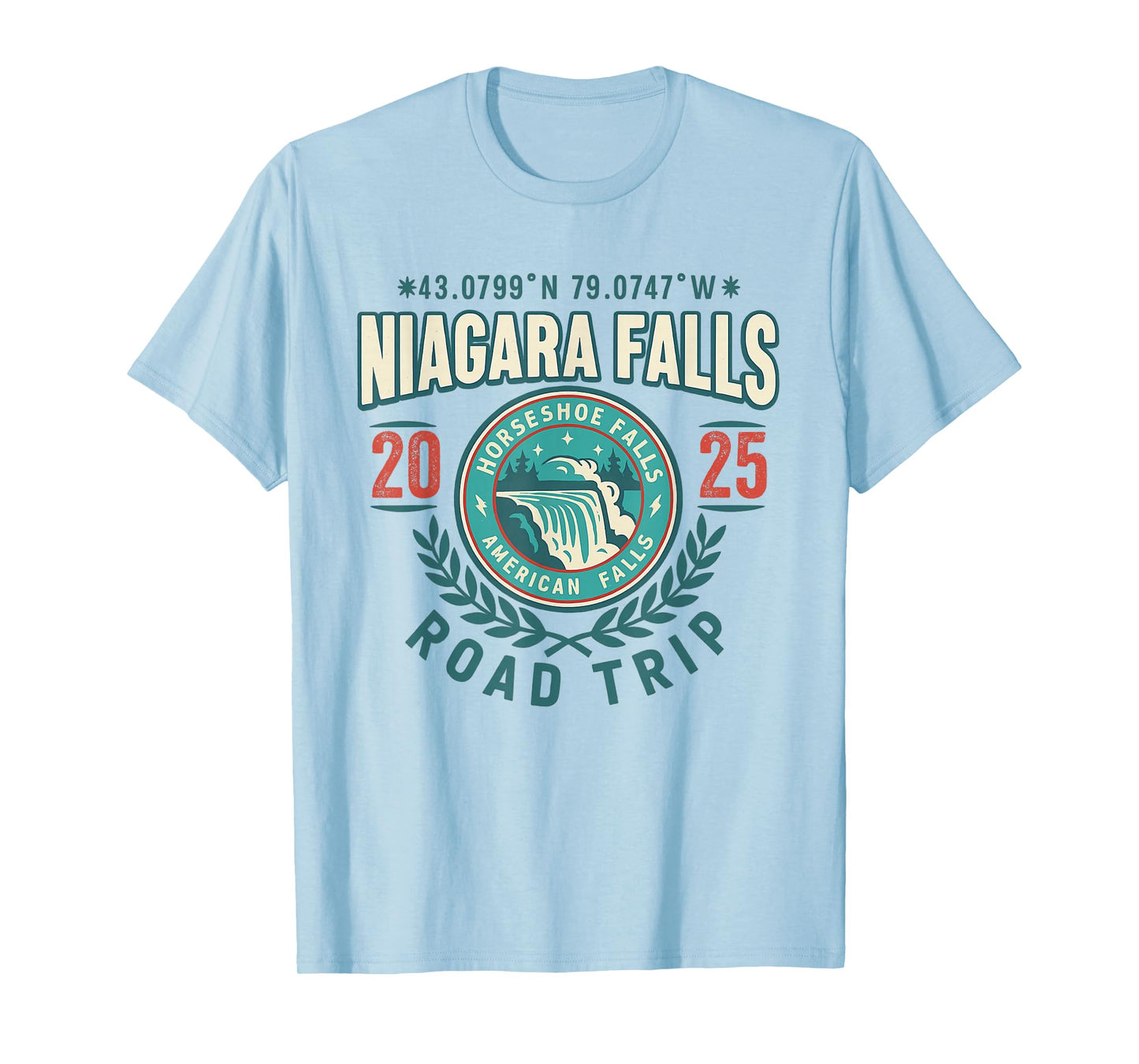 Niagara Falls 2025 Coordinates Road Trip Souvenir T-Shirt