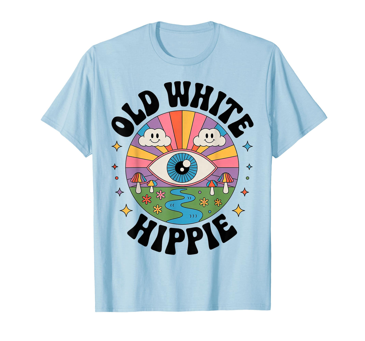 Trippy Old White Hippie Retro Psychedelic Art T-Shirt