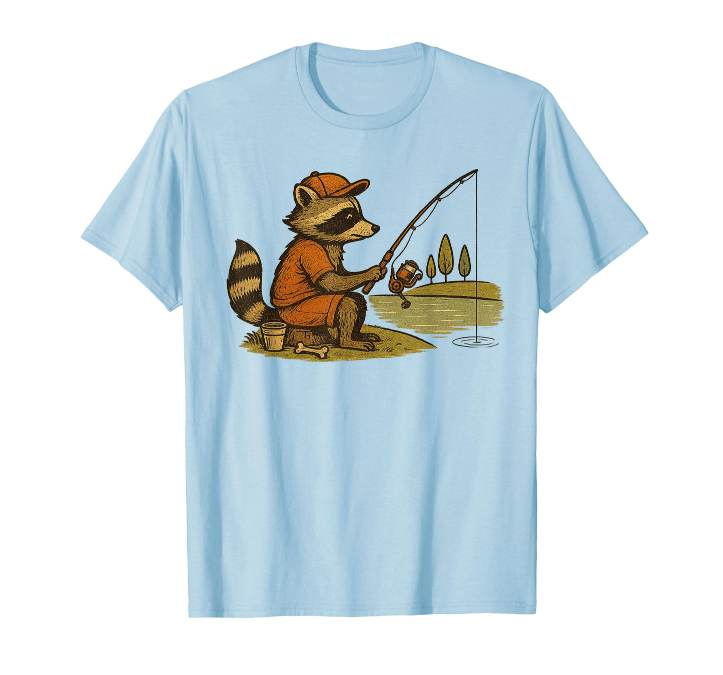 Funny Raccoon Fishing for Men Kids and Boys T-Shirt