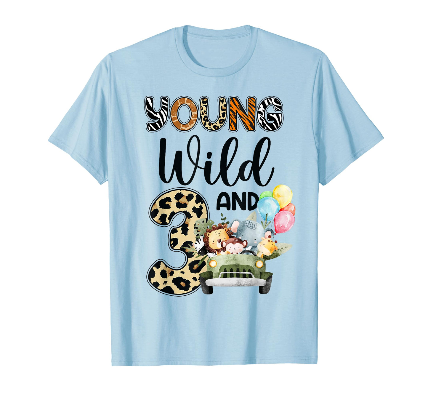 3rd Birthday Toddler Young Wild Three 3 Year Old Safari Zoo T-Shirt