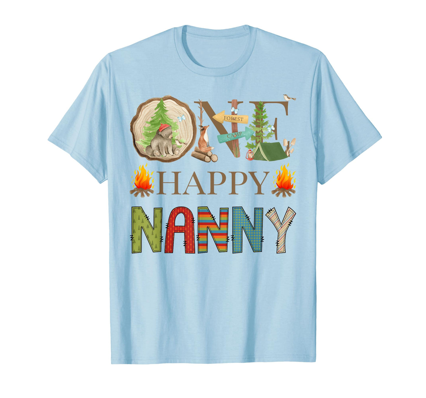 One Happy Nanny Camper First Birthday Camping Bear T-Shirt