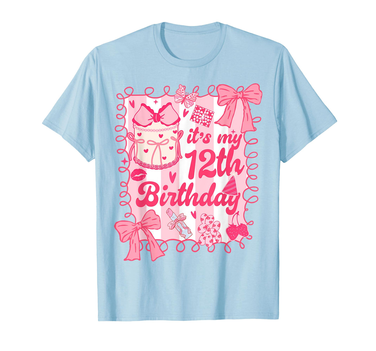 Kids It's 12th Birthday Coquette Aesthetic 12 Years Old Girl T-Shirt