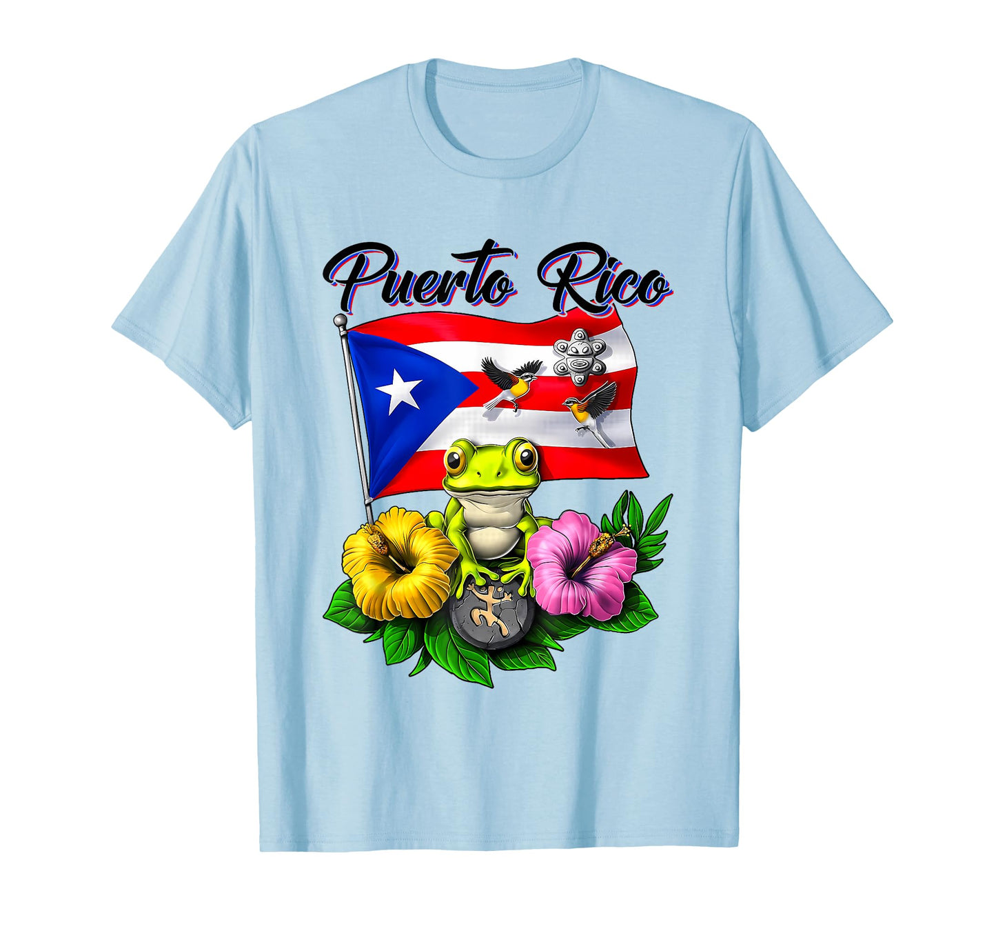 Boricua Coqui Frog Taino Puerto Rico Puerto Rican Flag T-Shirt