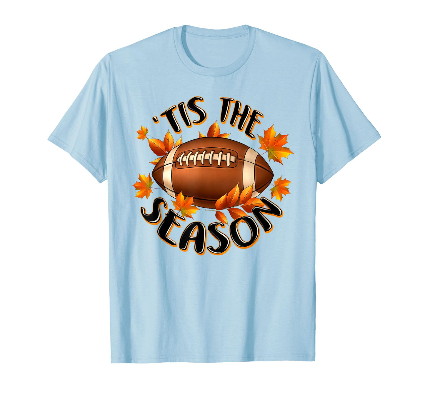 'Tis The Season Football Autumn Fall Leaves Thanksgiving T-Shirt