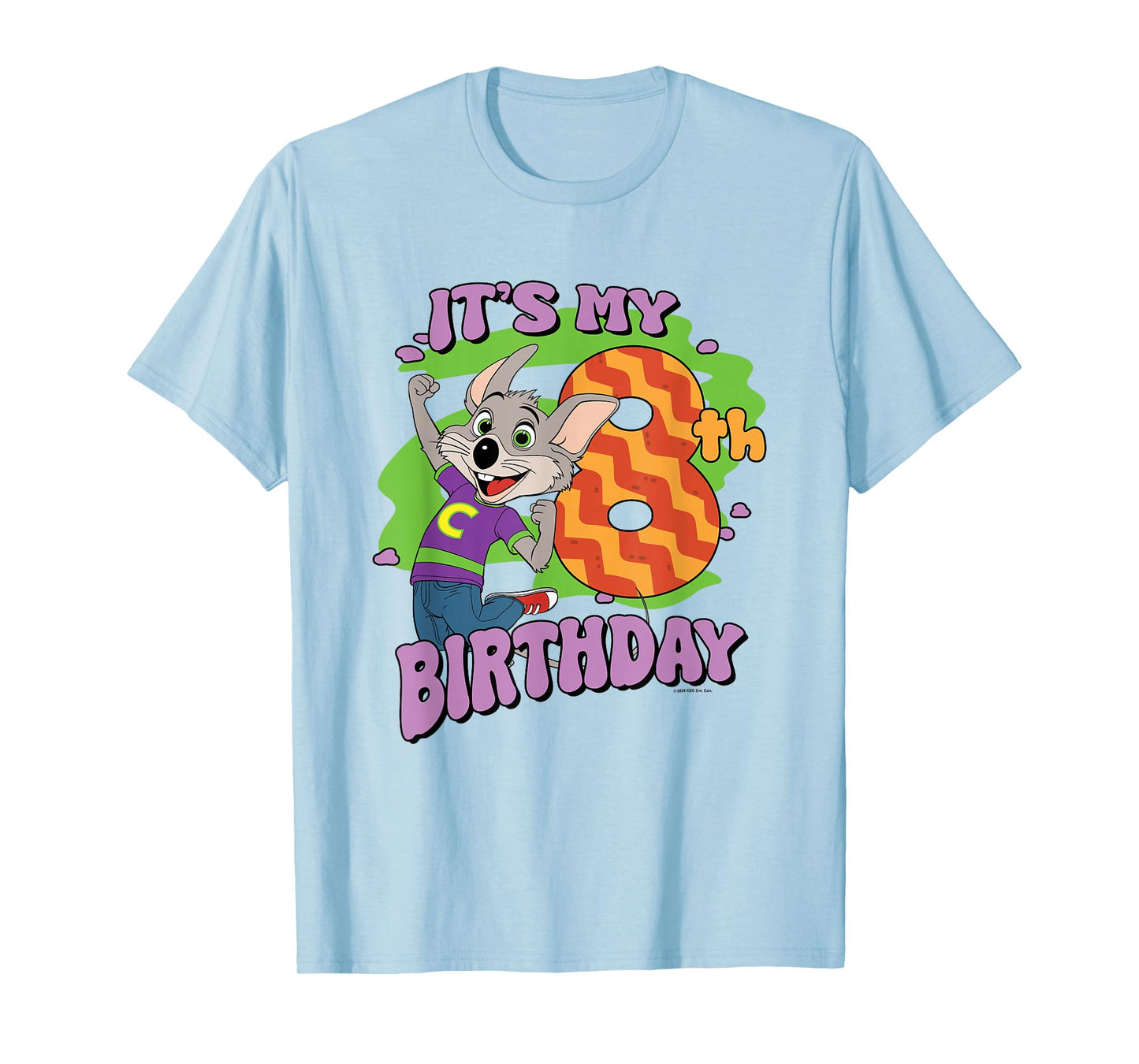 Chuck E. Cheese It's My 8th Birthday Happy Chuck Chest Logo T-Shirt