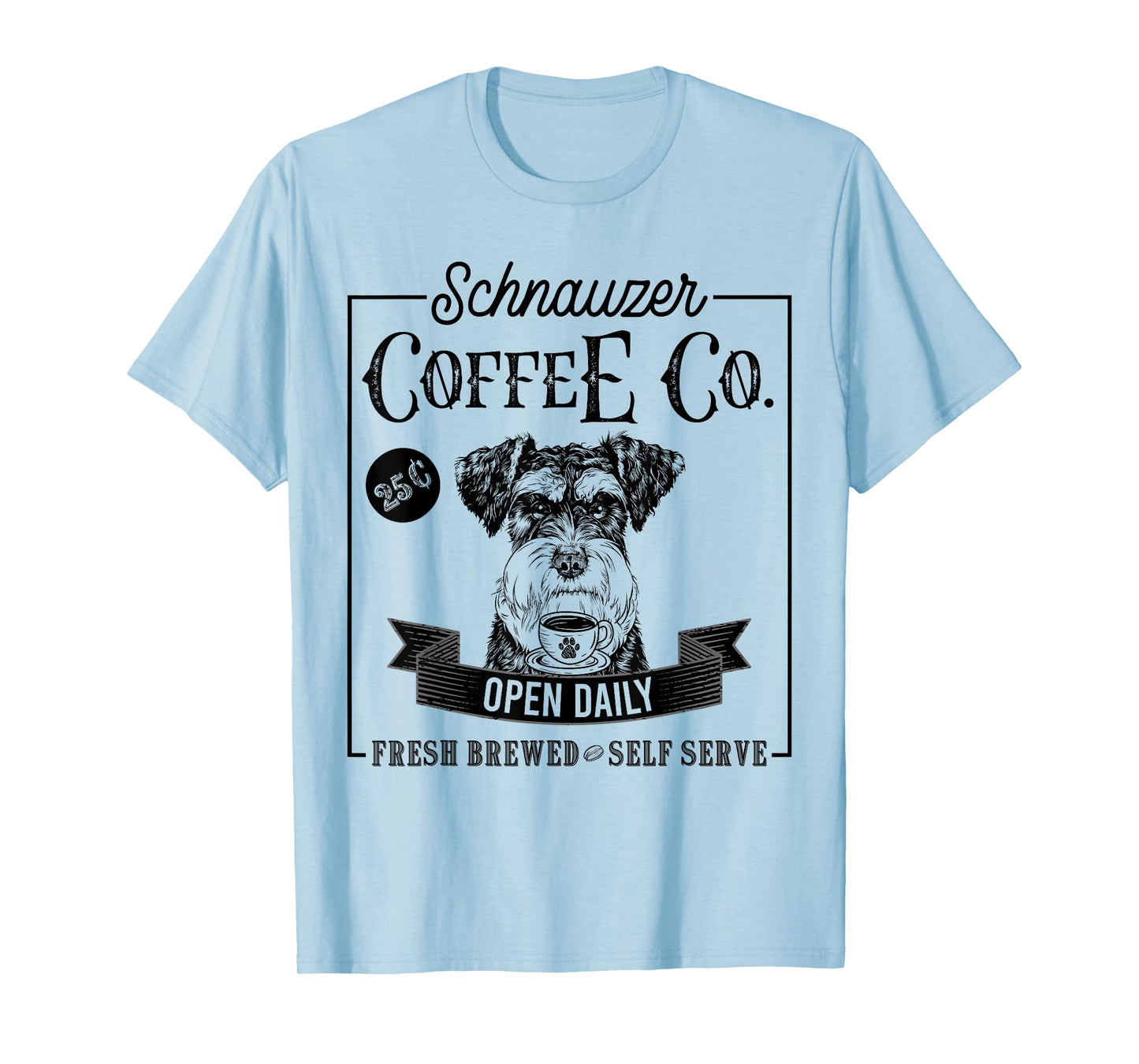 Retro Miniature Schnauzer Coffee Funny Dog Mom Coffee Lover T-Shirt