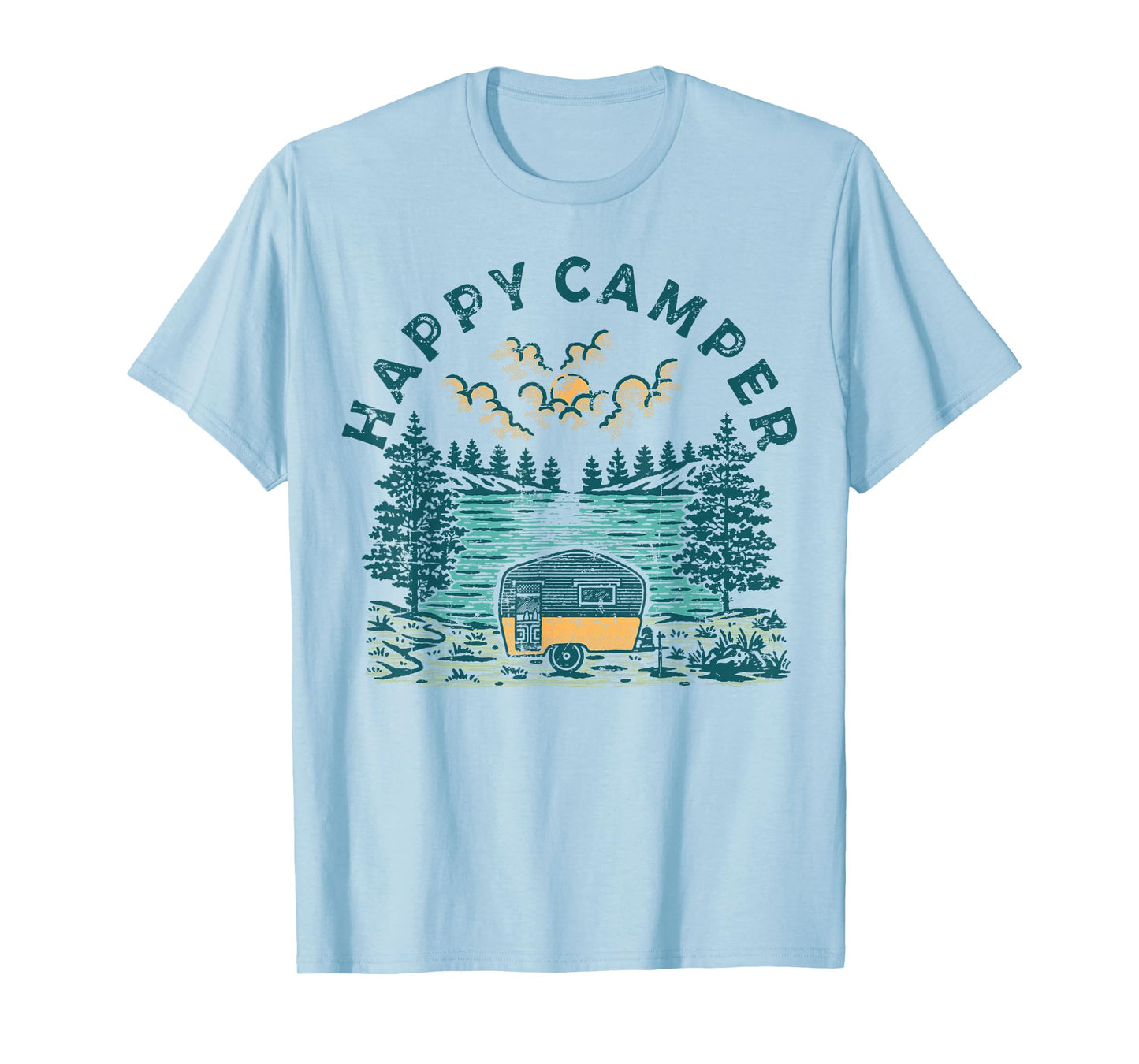 Happy Camper Hiking Lake Camping Family Vacation Vintage T-Shirt