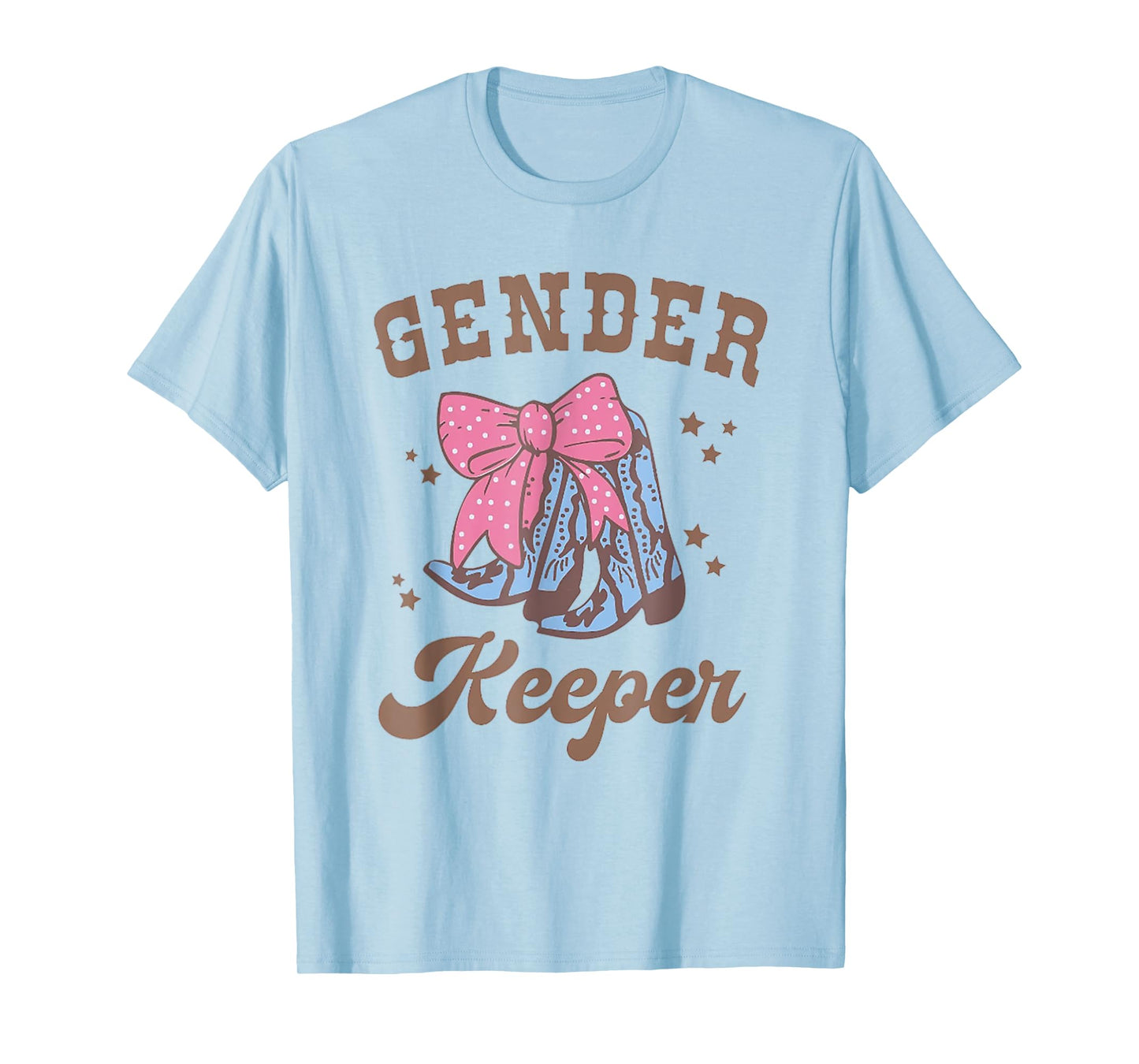 Western Keeper of the Gender Cowboy Boots Gender Reveal T-Shirt