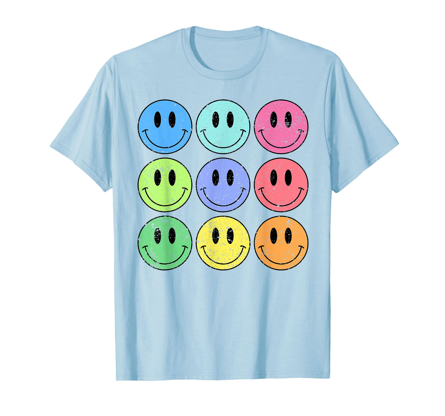 Retro Groovy Checkered Pattern Smile Face Trendy Womens Kids T-Shirt