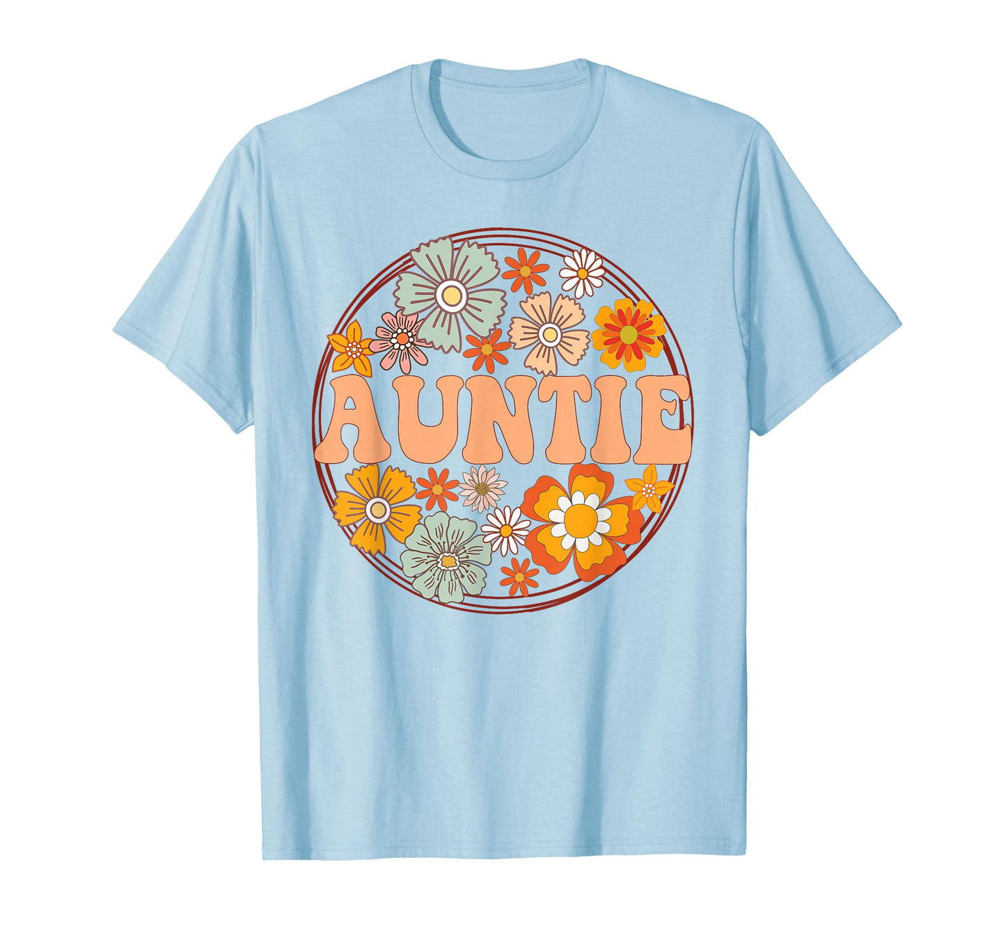 Groovy Auntie Retro Flowers Women Mother's Day Aunt T-Shirt