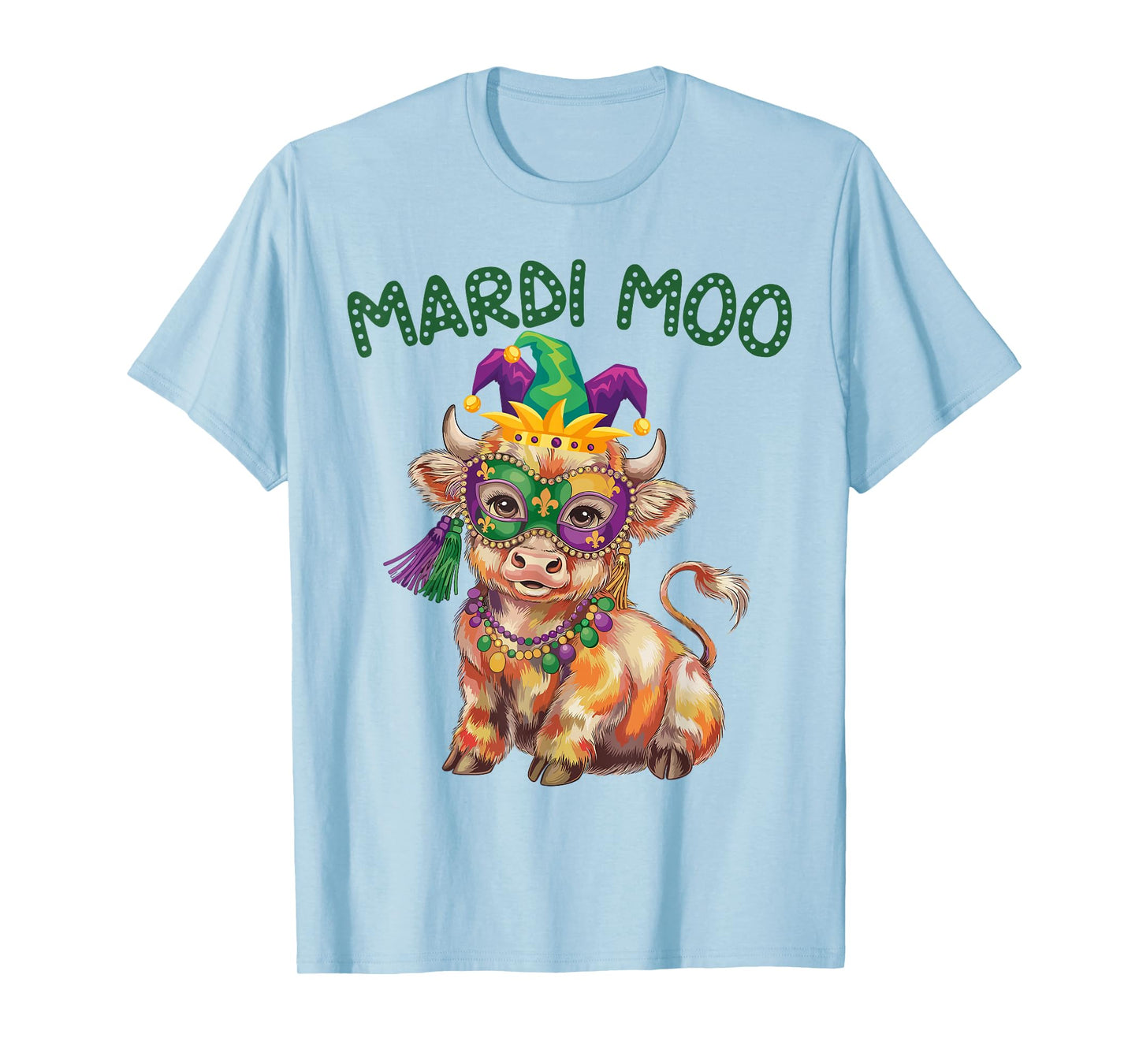 Mardi Moo Highland Cow Mardi Gras Cowboy Western Fat Tuesday T-Shirt