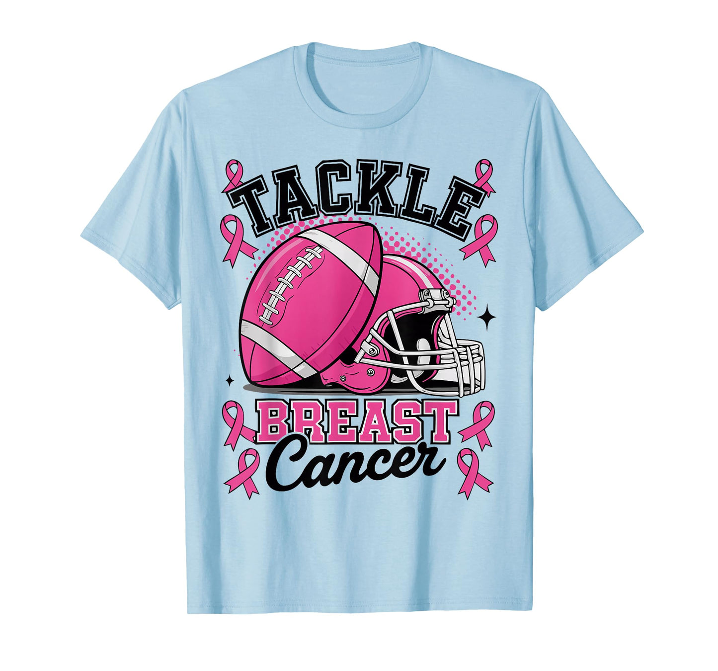 Tackle Breast Cancer Awareness Pink Ribbon Football T-Shirt