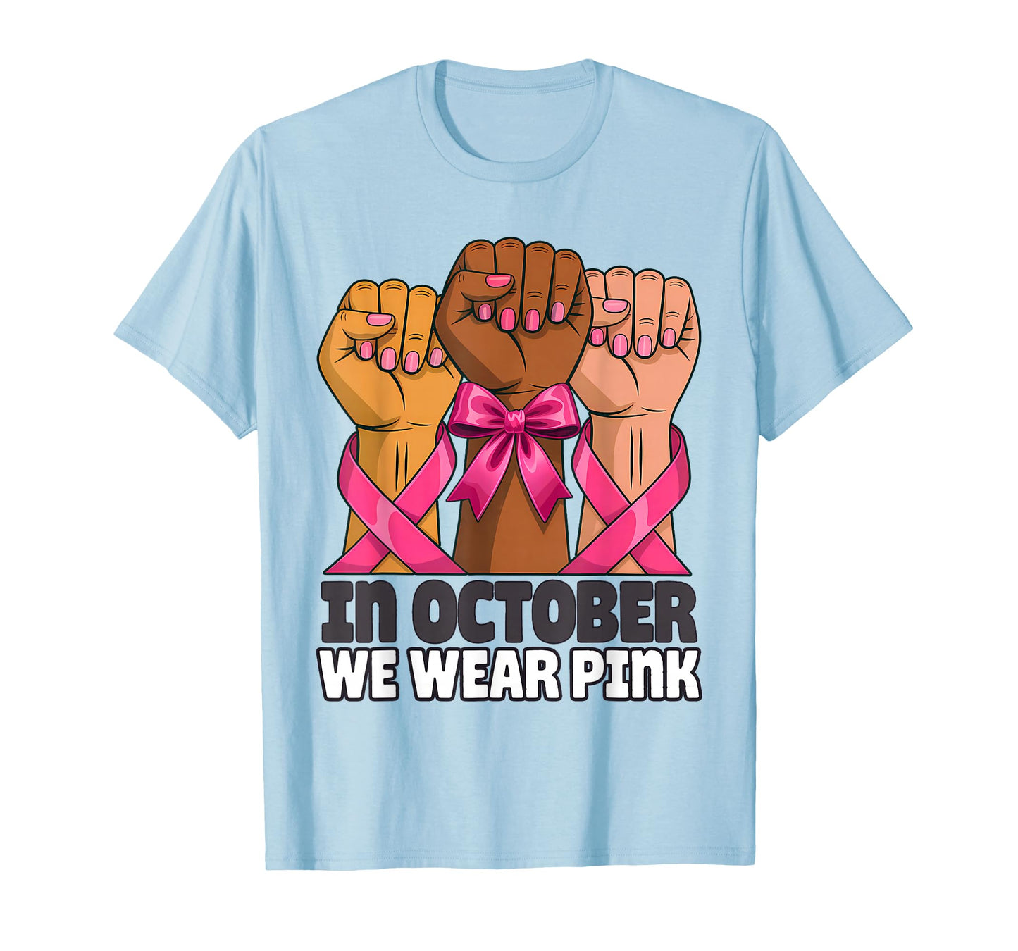 Vintage in October We Wear Pink Breast Cancer Fists Raise T-Shirt