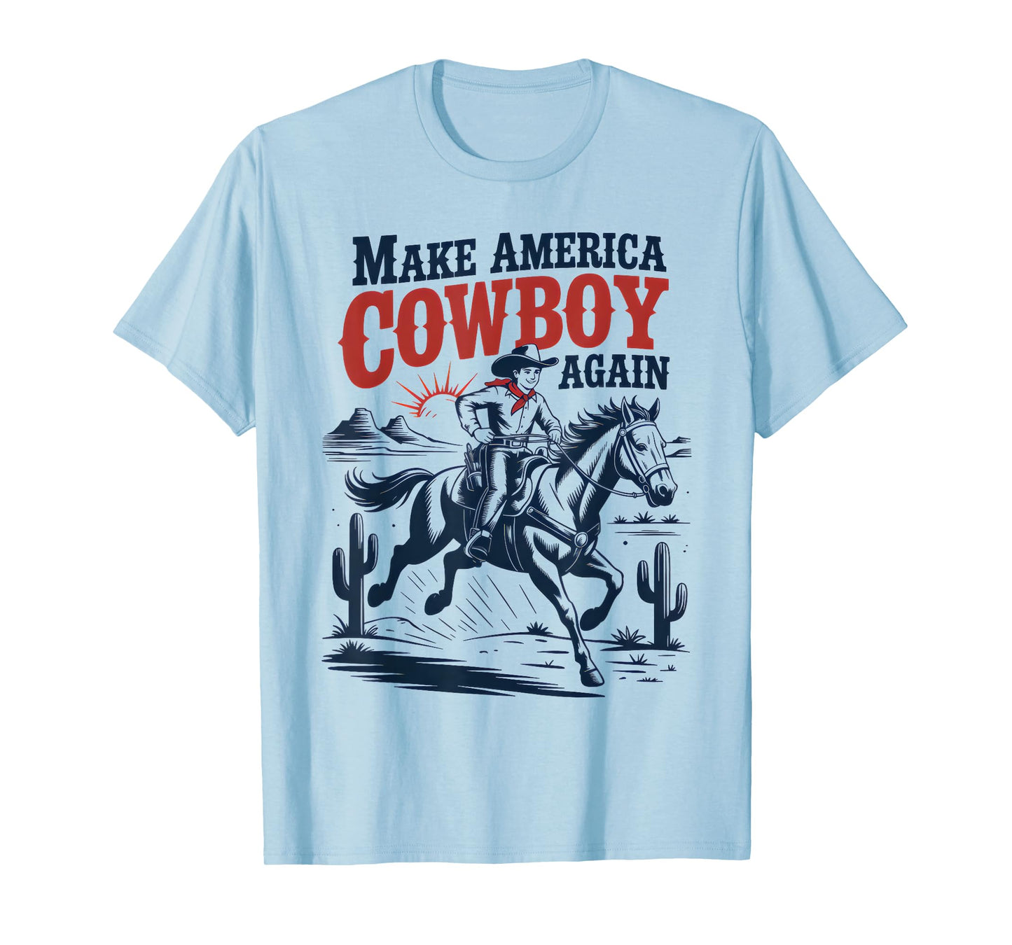 Make America Western Cowboy Again Retro 4th Of July Boy Men T-Shirt