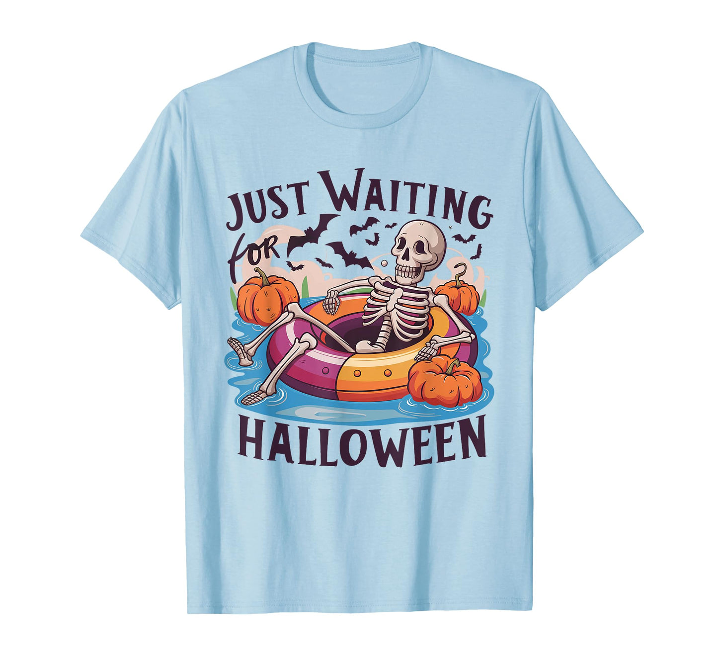 Funny Skeleton Just Waiting For Halloween T-Shirt
