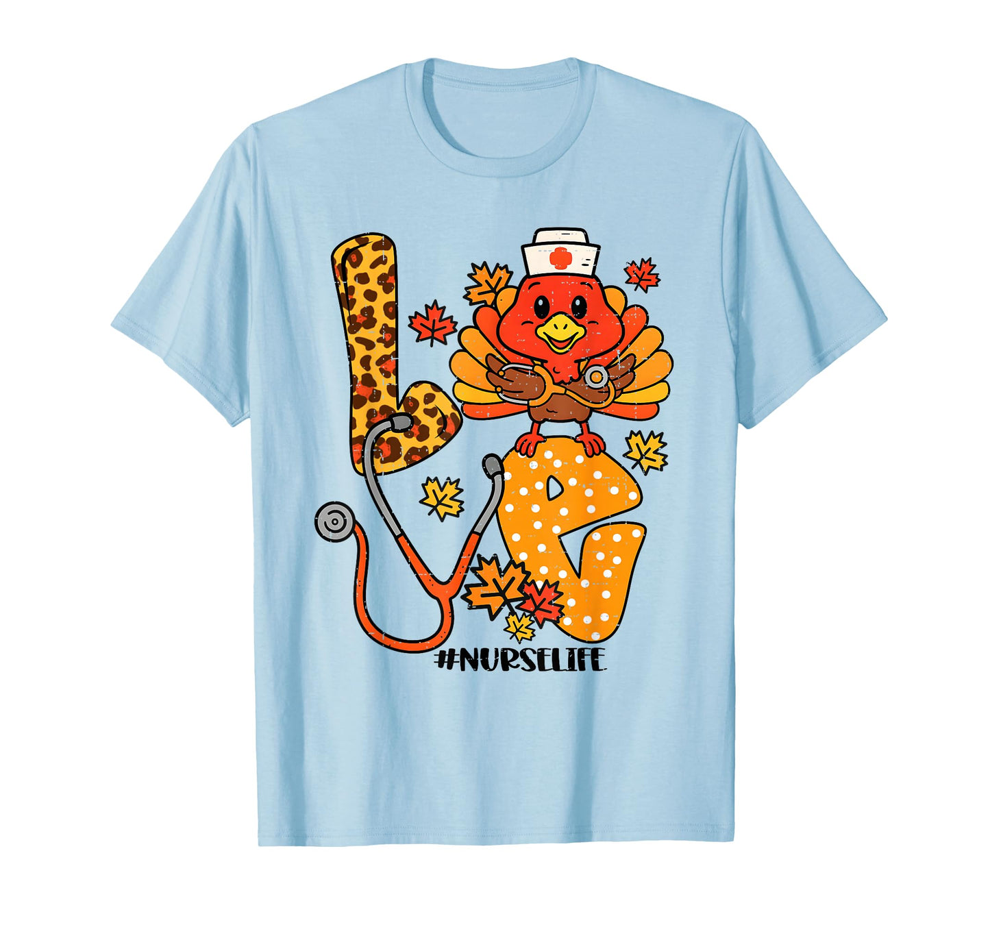 Turkey Nurse Thanksgiving Fall Scrub Nursing RN ICU ER Nicu T-Shirt
