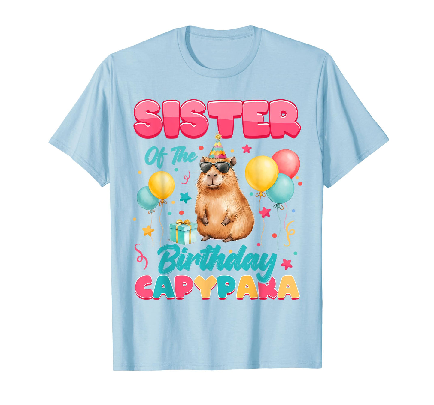 Sister Of The Birthday Capybara Group Family Matching Party T-Shirt